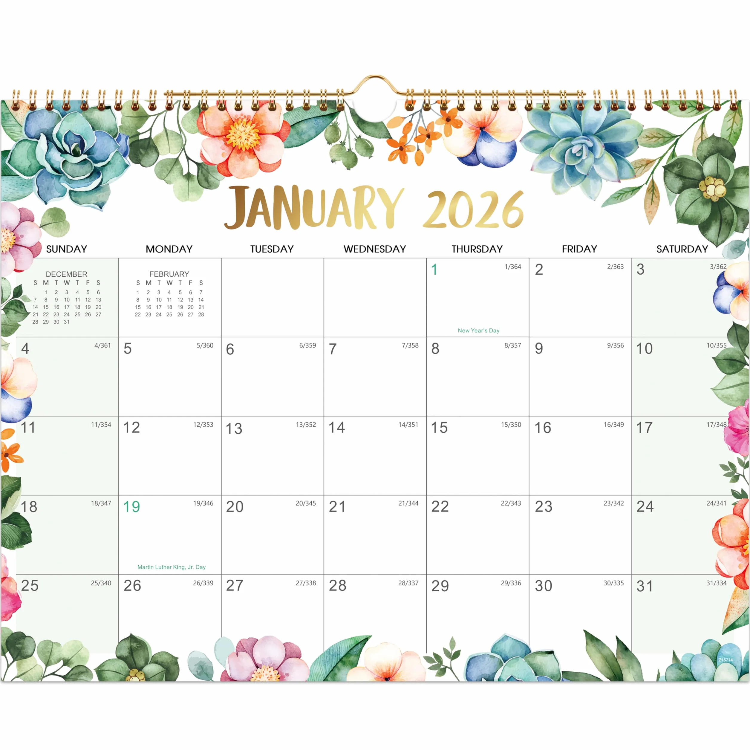 2026 Calendar - 2026 Wall Calendar, Sep. 2025 to Dec. 2026, 16 Month Calendar 2026, 14.5" x 11", Large Writing Blocks