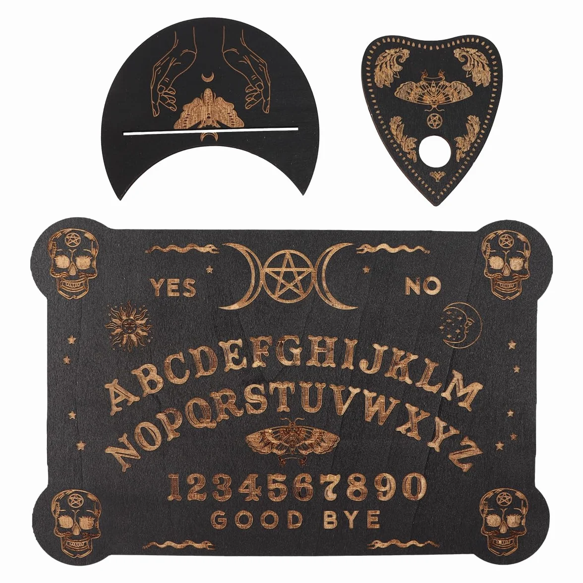 Drewniana czarna tablica Ouija Klasyczne tablice do rozmów z planszetką, metafizyczna tablica z wiadomościami duchowymi Prezenty Wiccan na artykuły do czarów