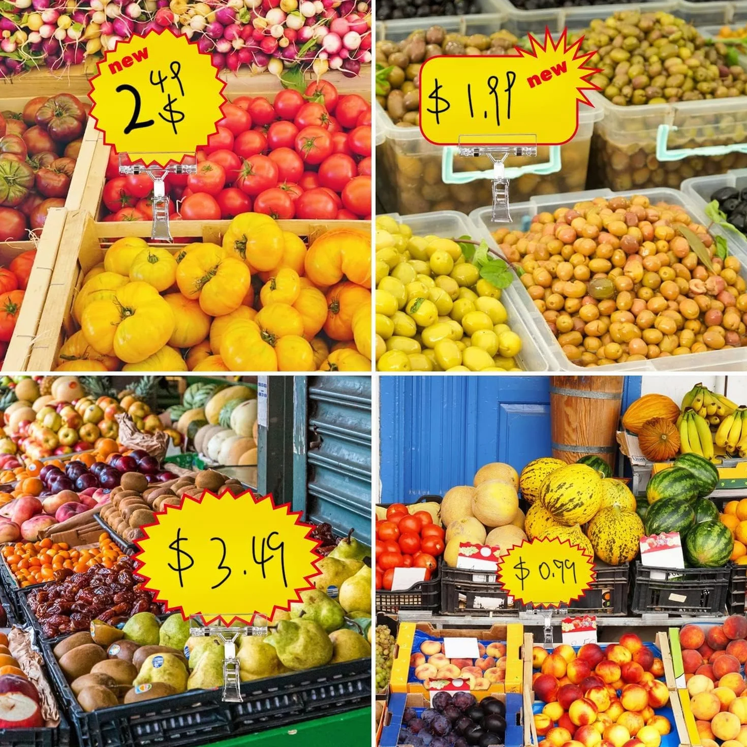 25 sztuk obrotowych uchwytów na tabliczki z tworzywa sztucznego, do supermarketów, rodziny, biur, przezroczystych