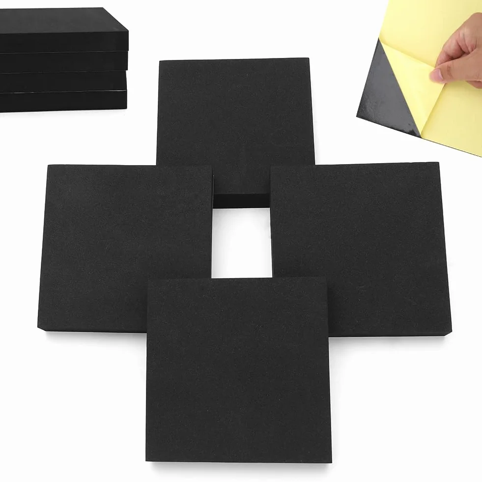 Samoprzylepna płyta piankowa z pianki EVA, 4 sztuki, z samoprzylepnym spodem, antypoślizgowa mata piankowa, do mebli, ozdabiania, majsterkowania (150 x 150 x 20 mm)