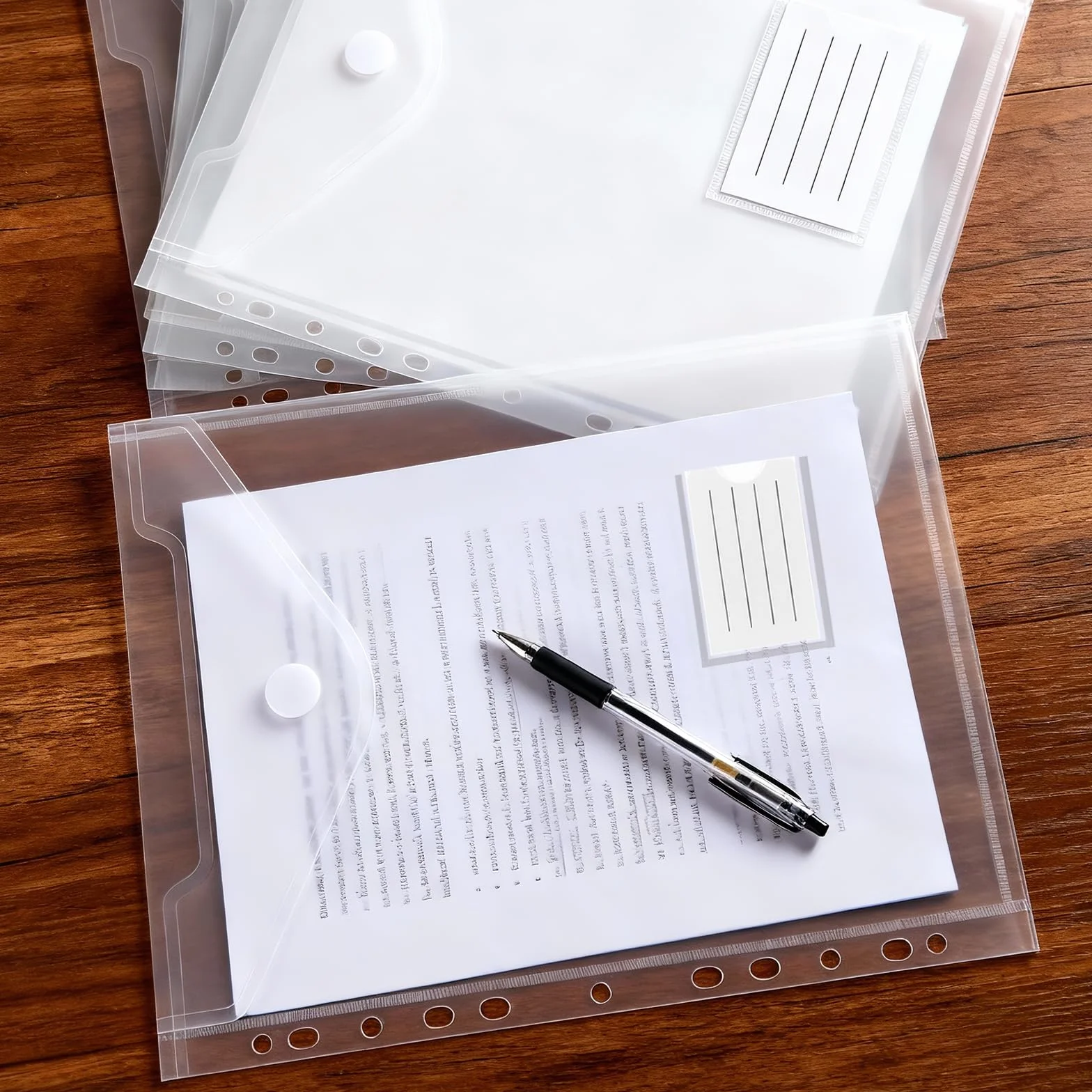 30 sztuk przezroczystych kieszonek na dokumenty 30,5 x 24 cm, format A4, teczka na dokumenty z zatrzaskiem, wodoszczelne teczki kolekcjonerskie do organizacji dokumentów