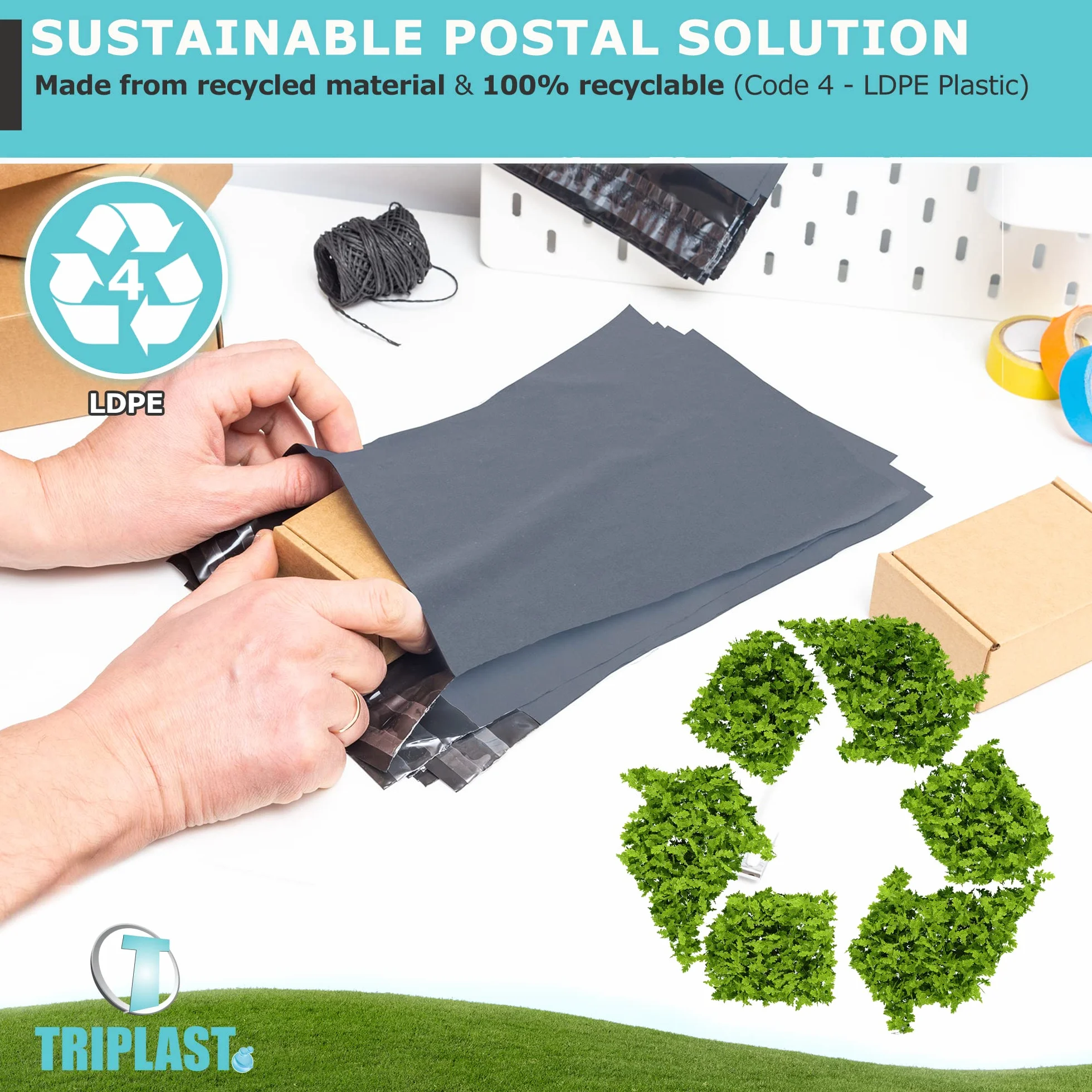 Triplast 17 x 24" (425 x 600 mm) torby pocztowe (opakowanie 25 sztuk) – duże samoprzylepne plastikowe torby pocztowe do pakowania i wysyłki