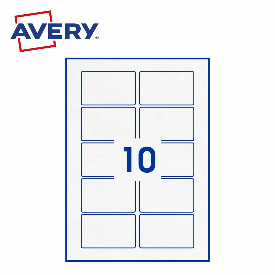 Avery Personalizowane prostokątne etykiety samoprzylepne 80x50 mm biały papier (opakowanie 100 szt.)