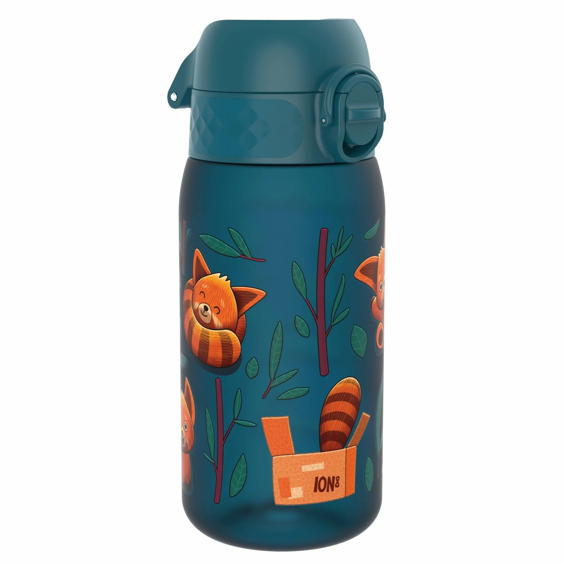 ION8 Butelka dla Dzieci, 350 ml/12 oz, Szczelna, Łatwa do Otwarcia, Bezpieczny Zamek, Można Myć w Zmywarce, Bez BPA, Uchwyt do Przenoszenia, Łatwa do Czyszczenia, Bezwonny, Czerwone Pandy