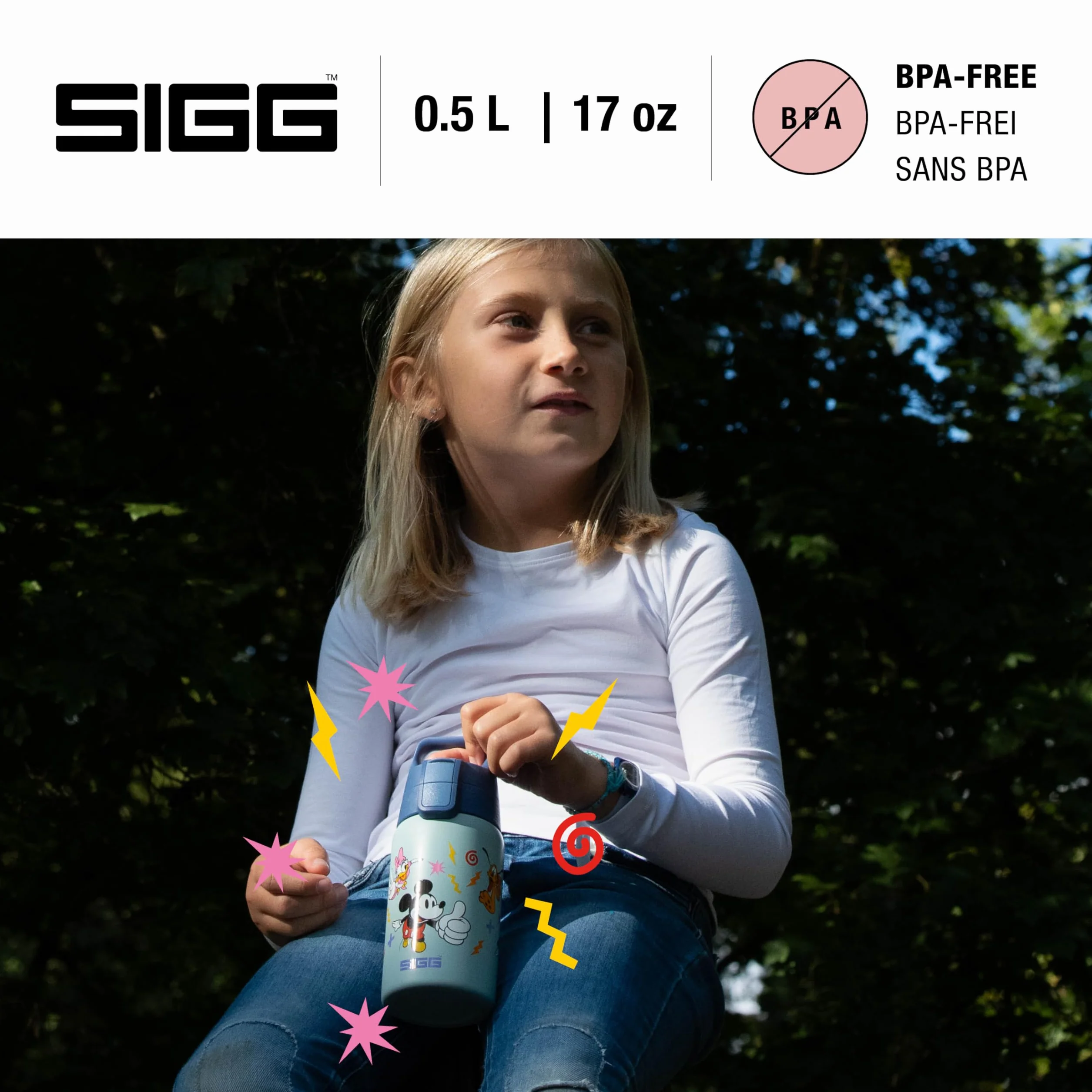 SIGG Butelka ze stali nierdzewnej Shield One Disney Mickey & Friends dla dzieci szczelna