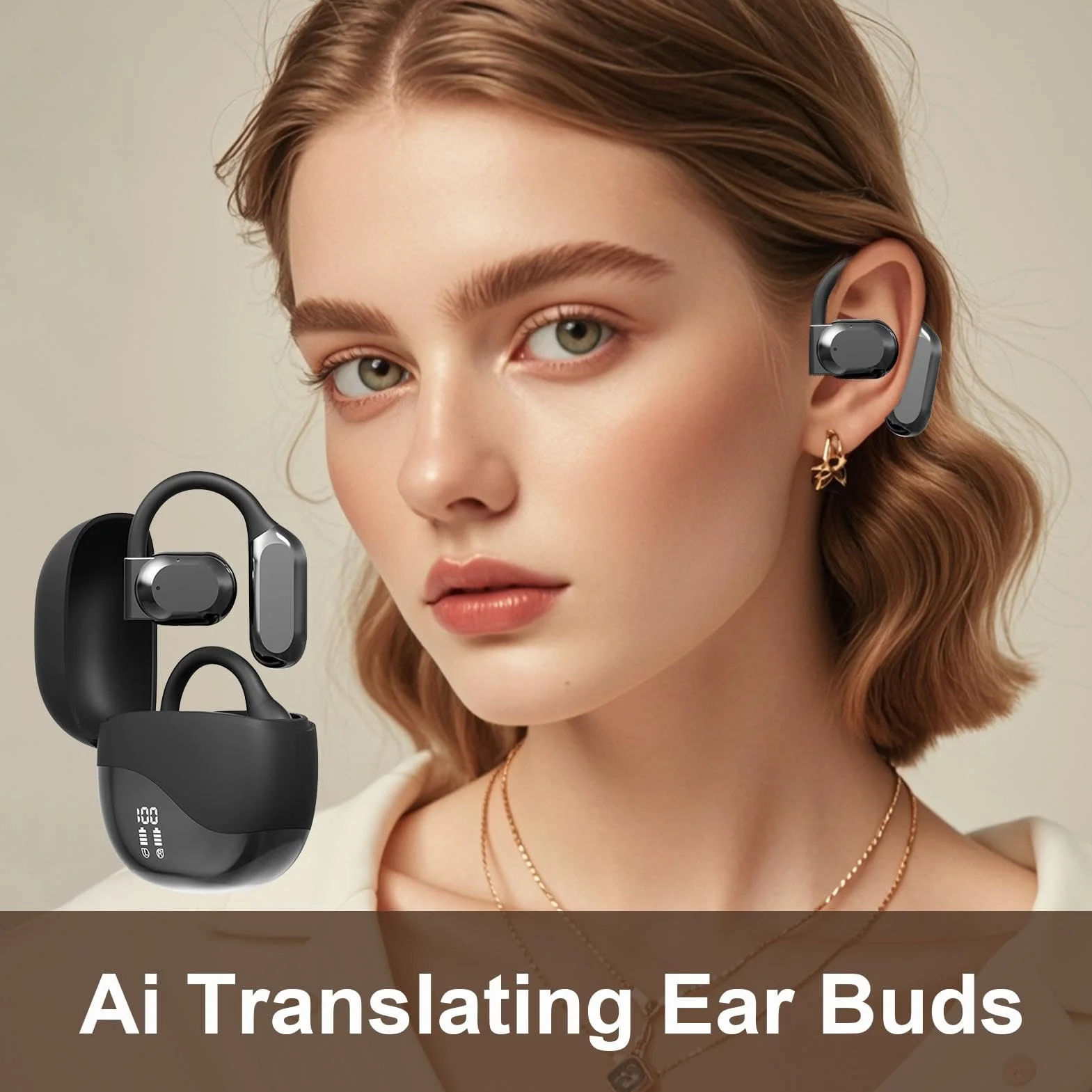 AI Real-Time Language Translator Earbuds, Instant Voice Translator Earbuds, Wireless Translation Earbuds, 144 Language Translator Earbuds, AI Language Translator Earbuds,Translation Earbuds For Travel