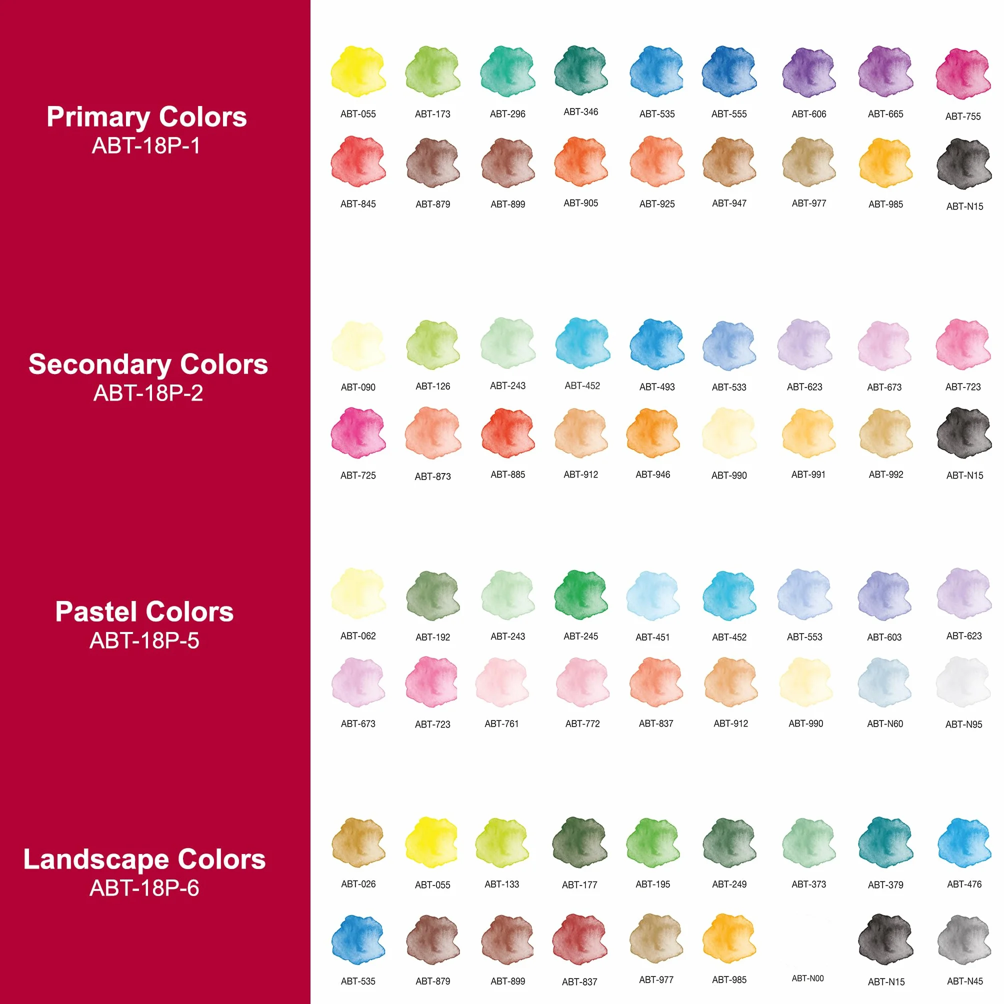 Tombow Dual Brush ABT-18P-1 Flamastry Wielokolorowy 18 Sztuk