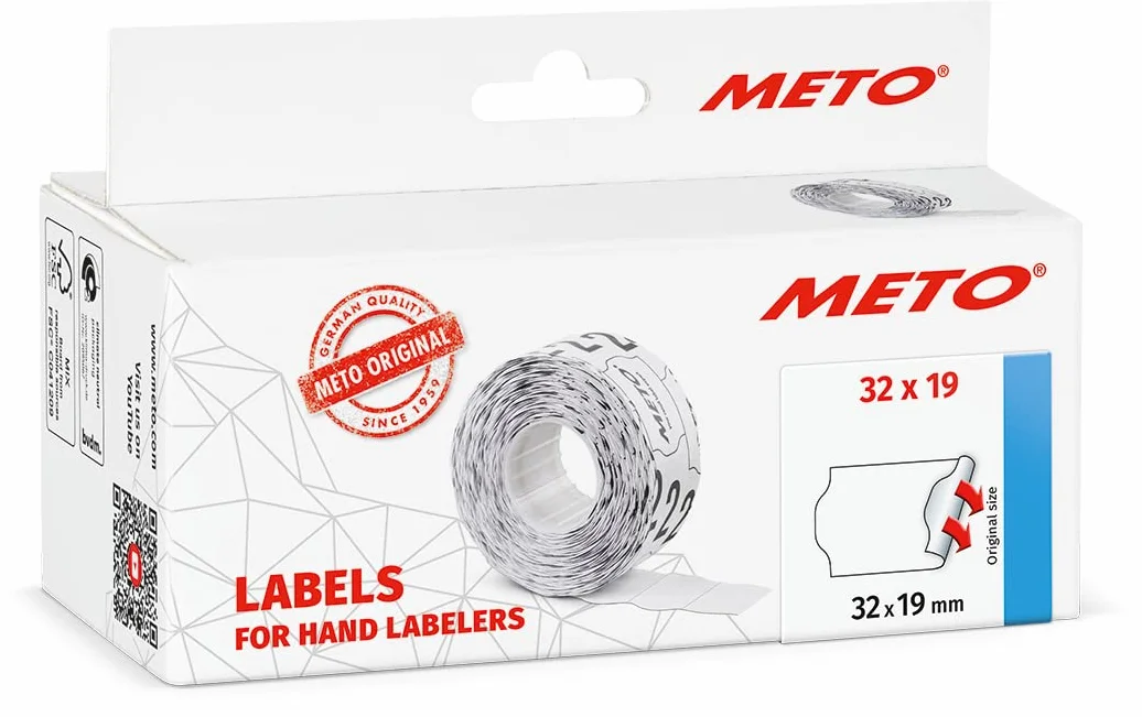 Meto Etykiety 32 x 19 mm 2-wierszowe 5000 sztuk stałe przylegające białe 5 rolek