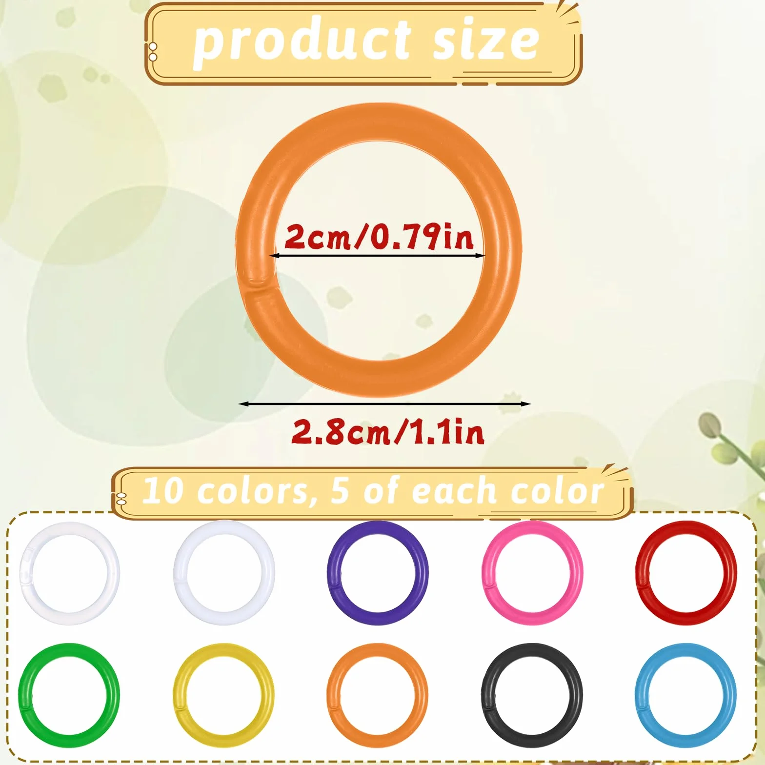 Kółka plastikowe wielokolorowe do książek scrapbooking 50 sztuk