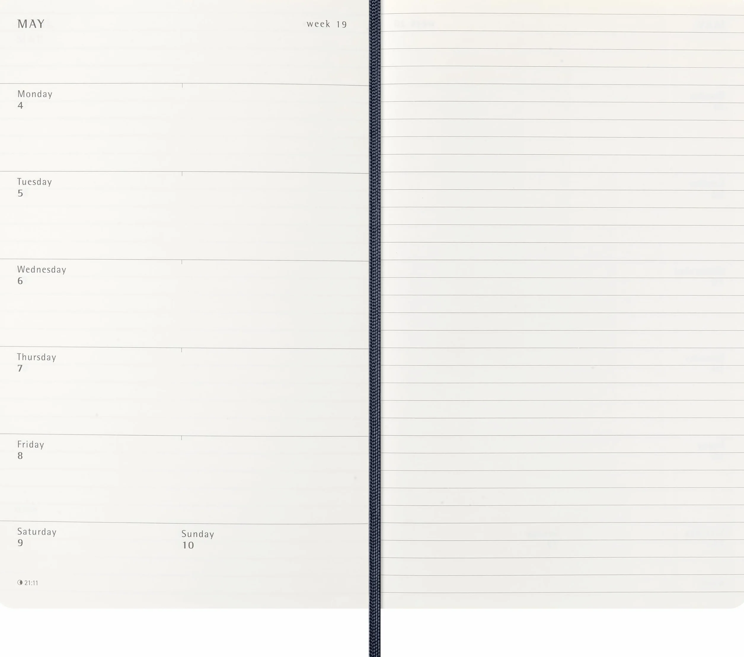 Moleskine 12 Monate Wochen Notizkalender 2026, Large/A5, 1 Wo = 1 Seite, rechts linierte Seite, Weicher Einband, Saphir
