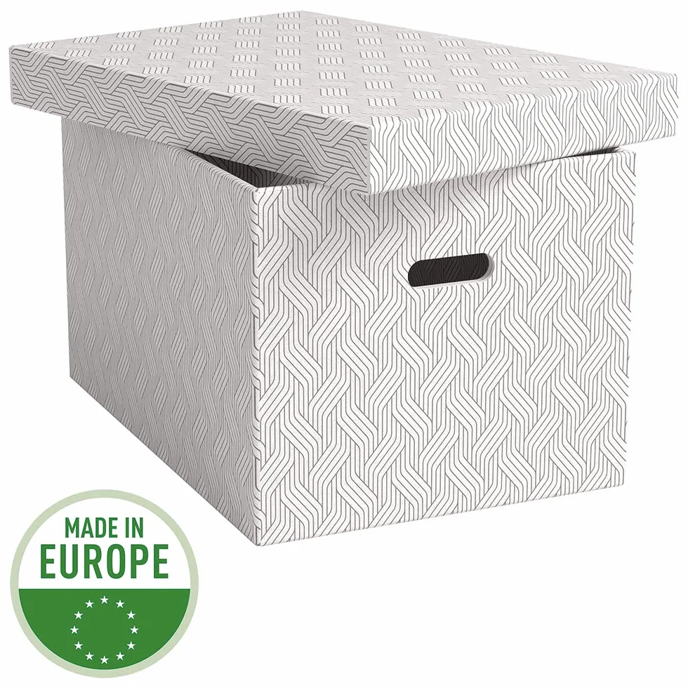 VON Leitz zestaw 3 pudełek do przechowywania 46 l karton z recyklingu geometryczny design białe