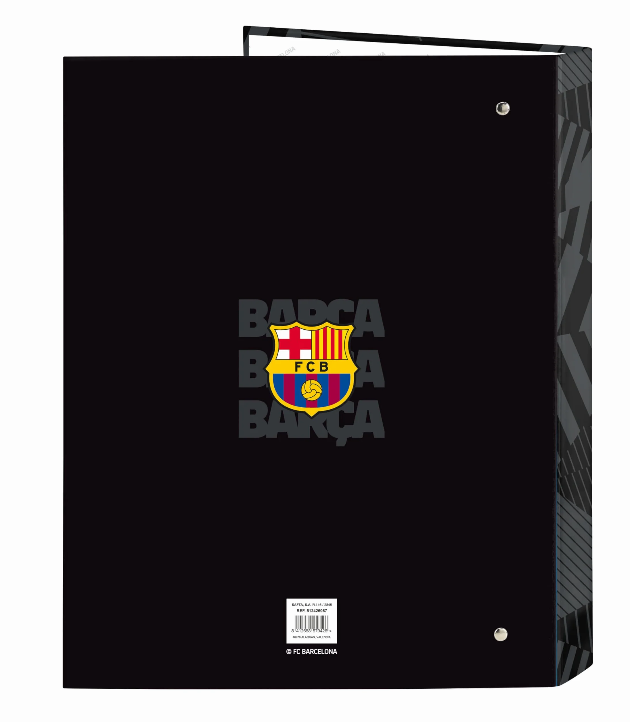 Safta F.C. Barcelona Teczka z Folio 4 Pierścieniami 26,5 x 33 cm Czarny