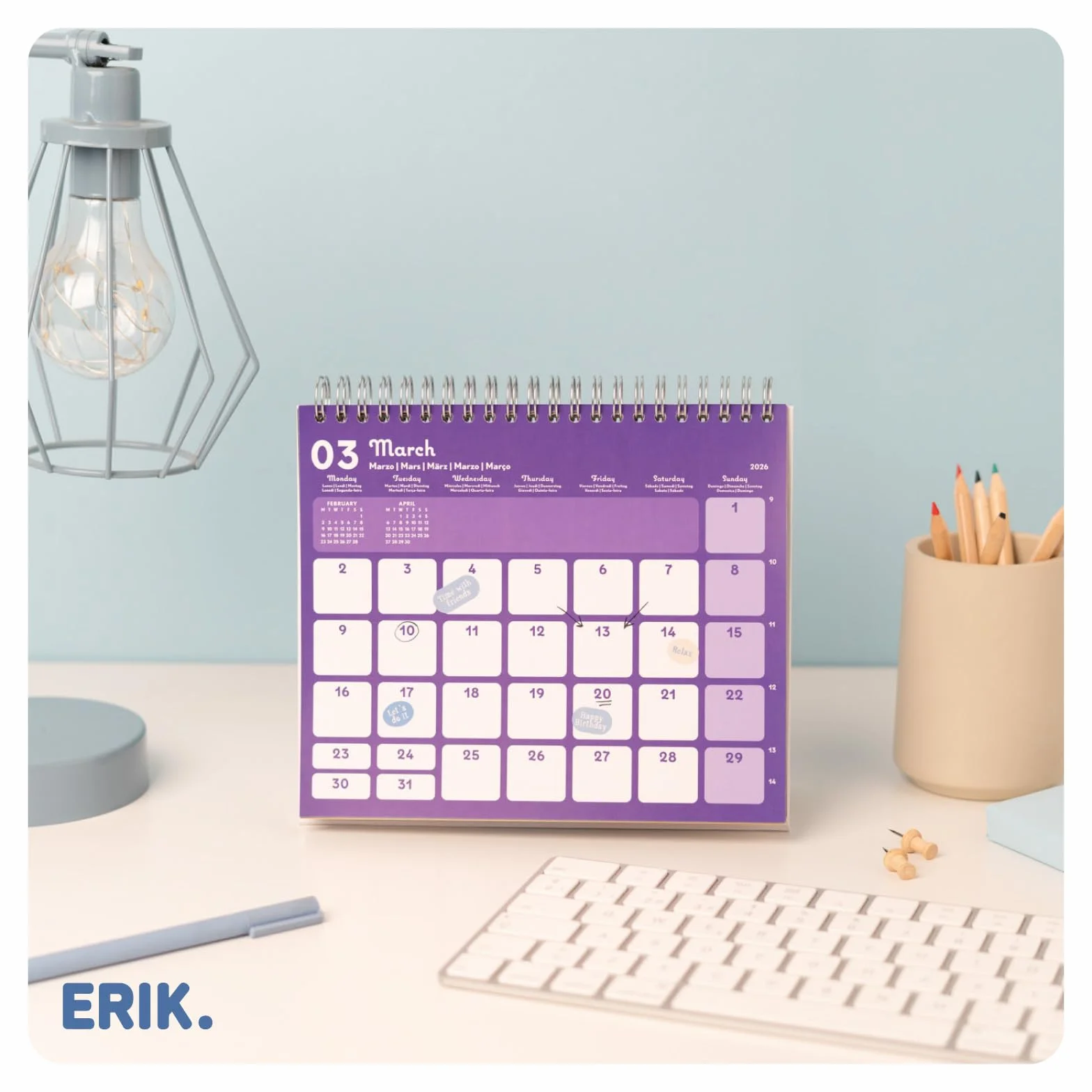 Grupo Erik Desk Calendar 2026 - Travel Calendar 2026 Month To View | Monthly Desk Planner, Desktop Gifts Under 10 Pounds | Travel Gifts For Friends