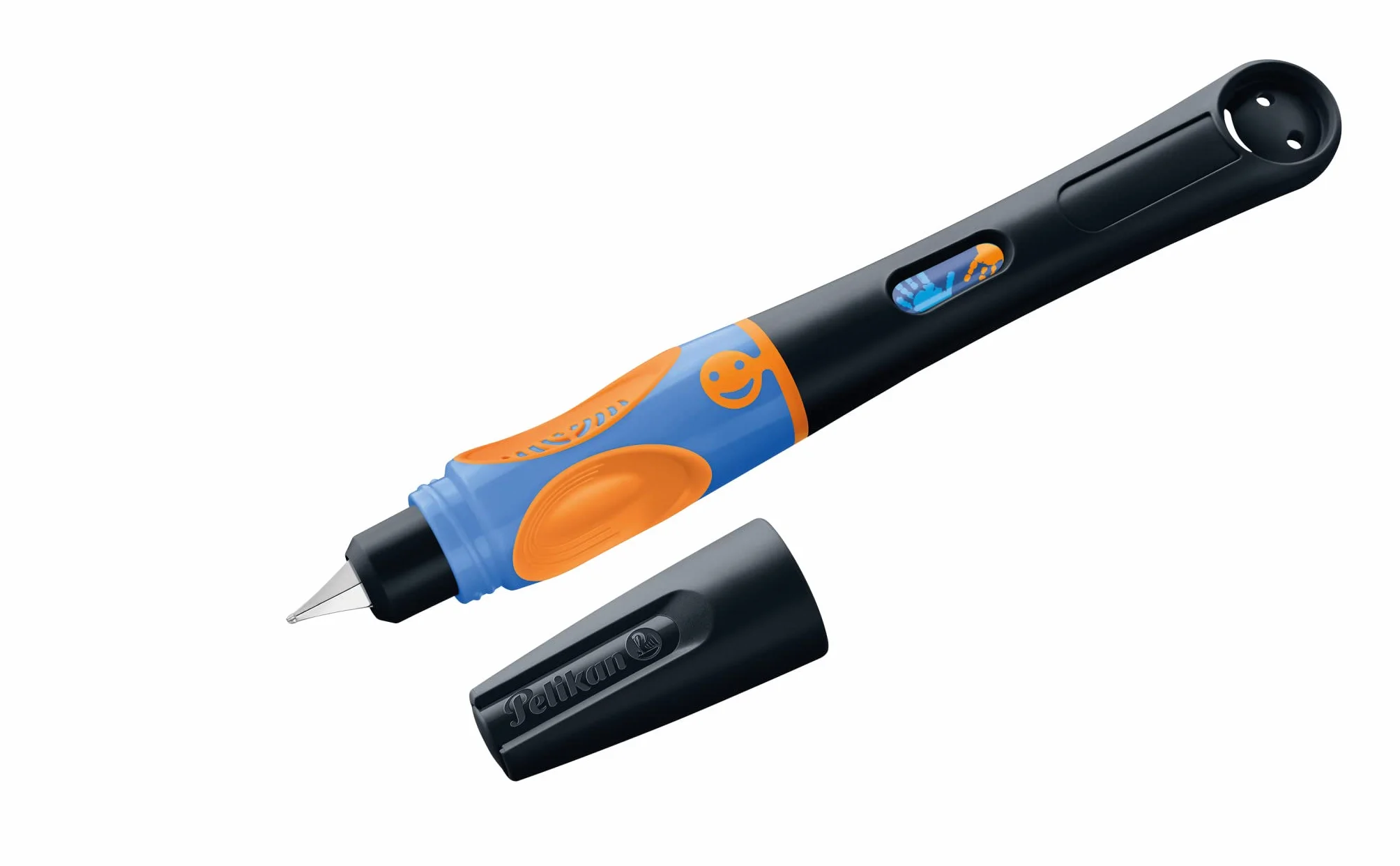 Pelikan® Pióro wieczne Griffix do nauki pisania | Średnia stlówka irydowa | Na atrament | Unikalny Design | Biuro Szkoła Studia Praca | Kaligrafia Komfortowe i Gładkie pisanie | Neon Black