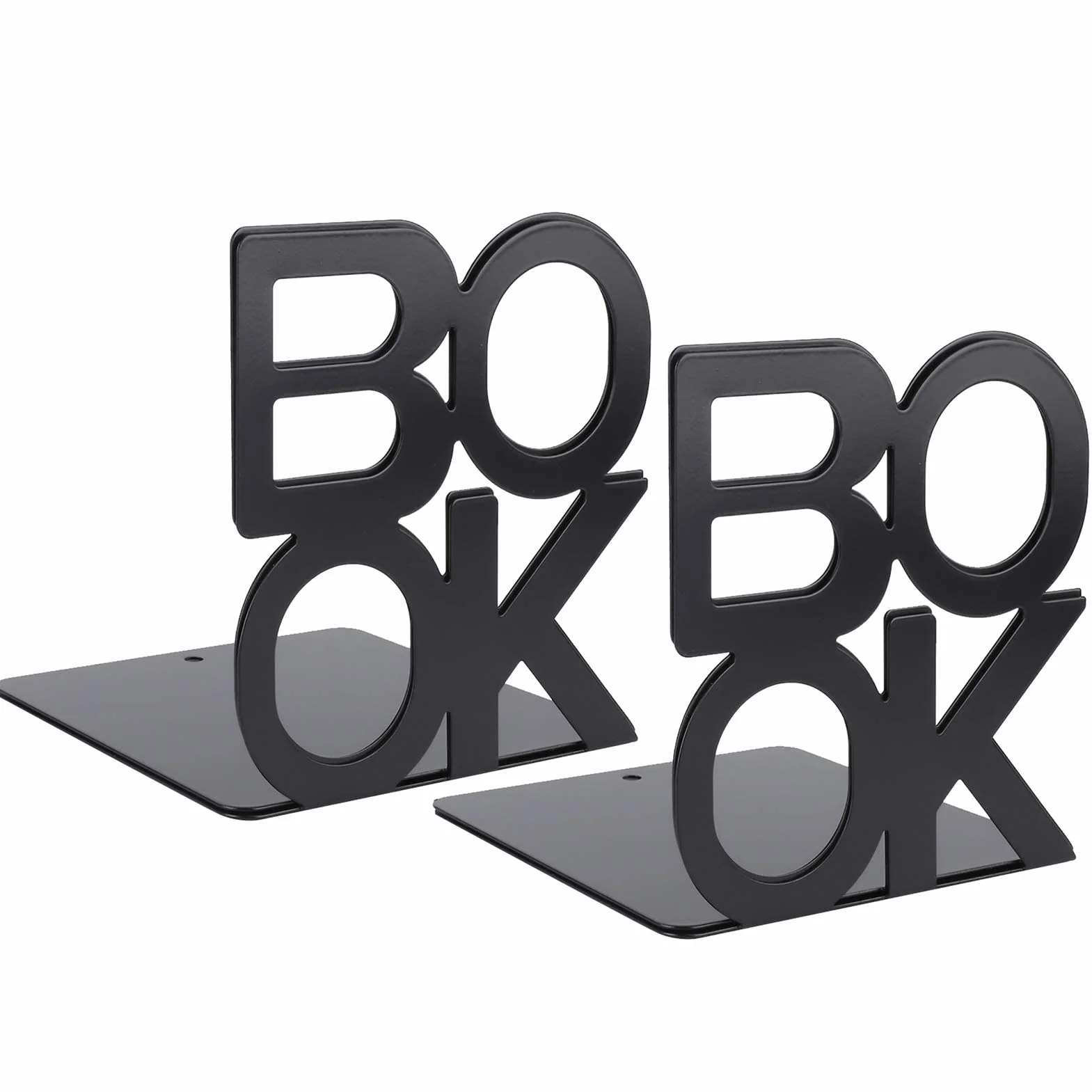 1 para Znaków Książki Kształt Książka Kończy się Szałwia Zielona Bookends Stojak na Książki Metalowe Bookends do Szkoły Wystrój Stołu Domowego (Czarna para 140 mm)