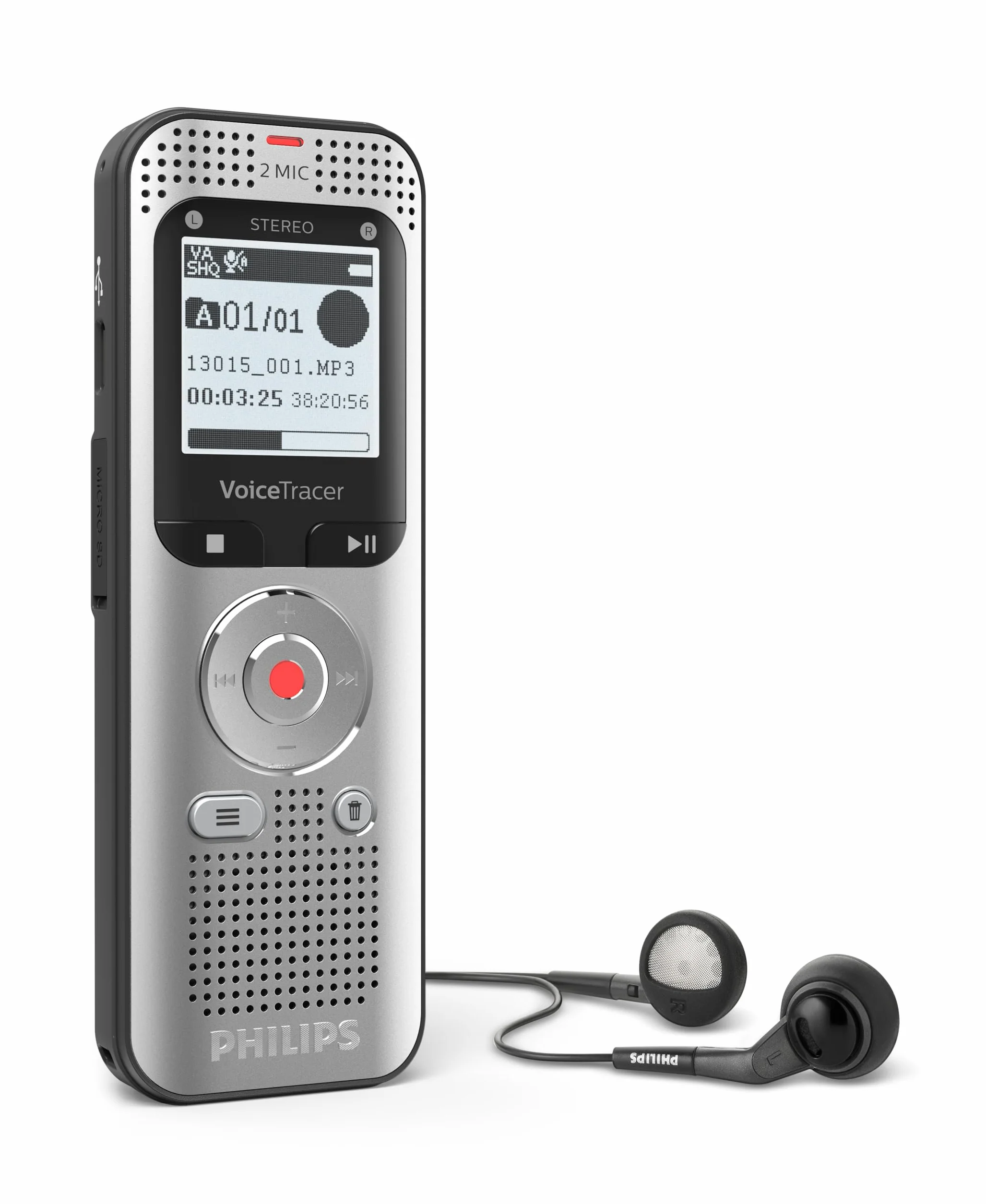 Philips DVT2050 Dyktafon, Srebrny, 8 GB