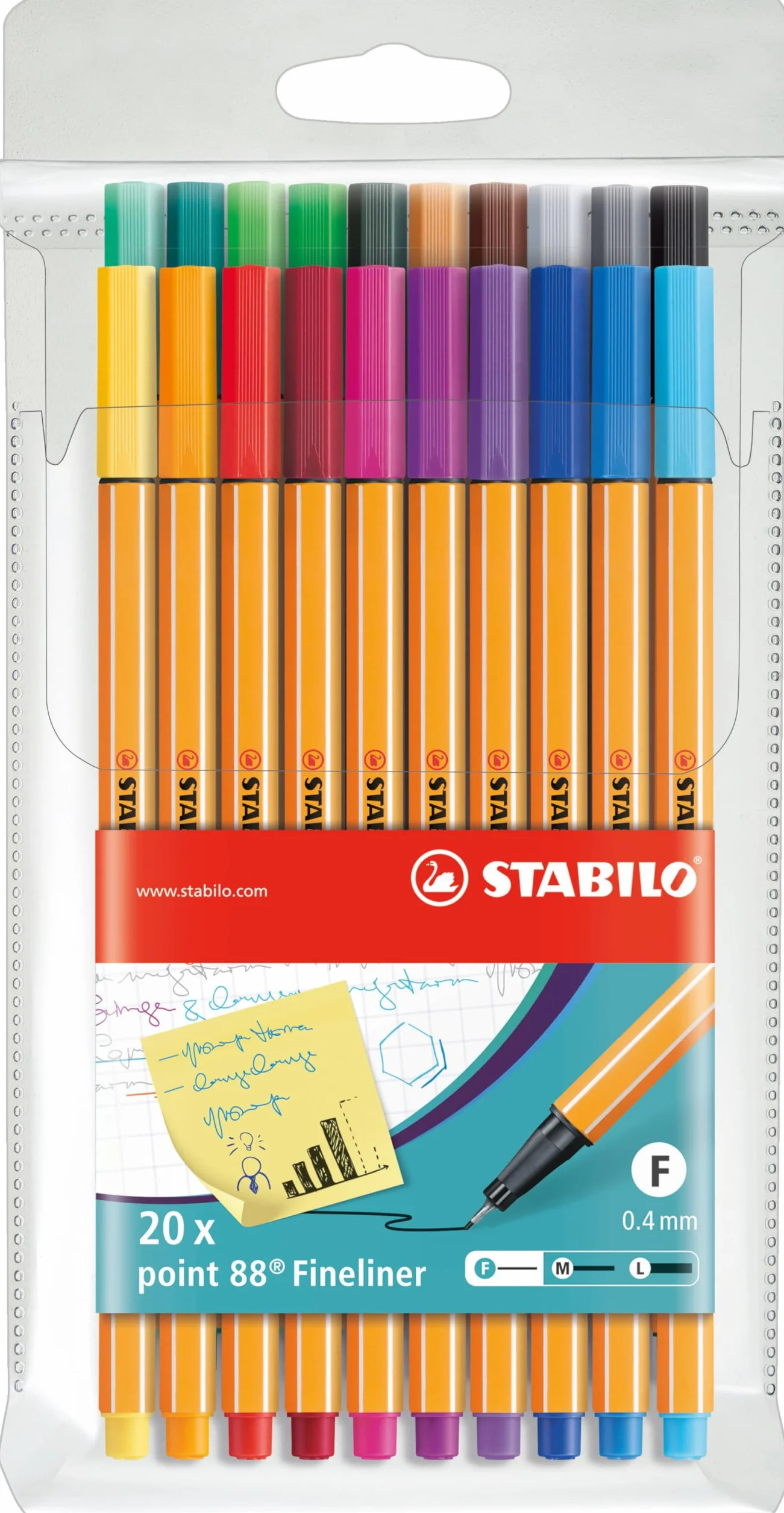 Cienkopis - STABILO point 88 etui 20 kolorów