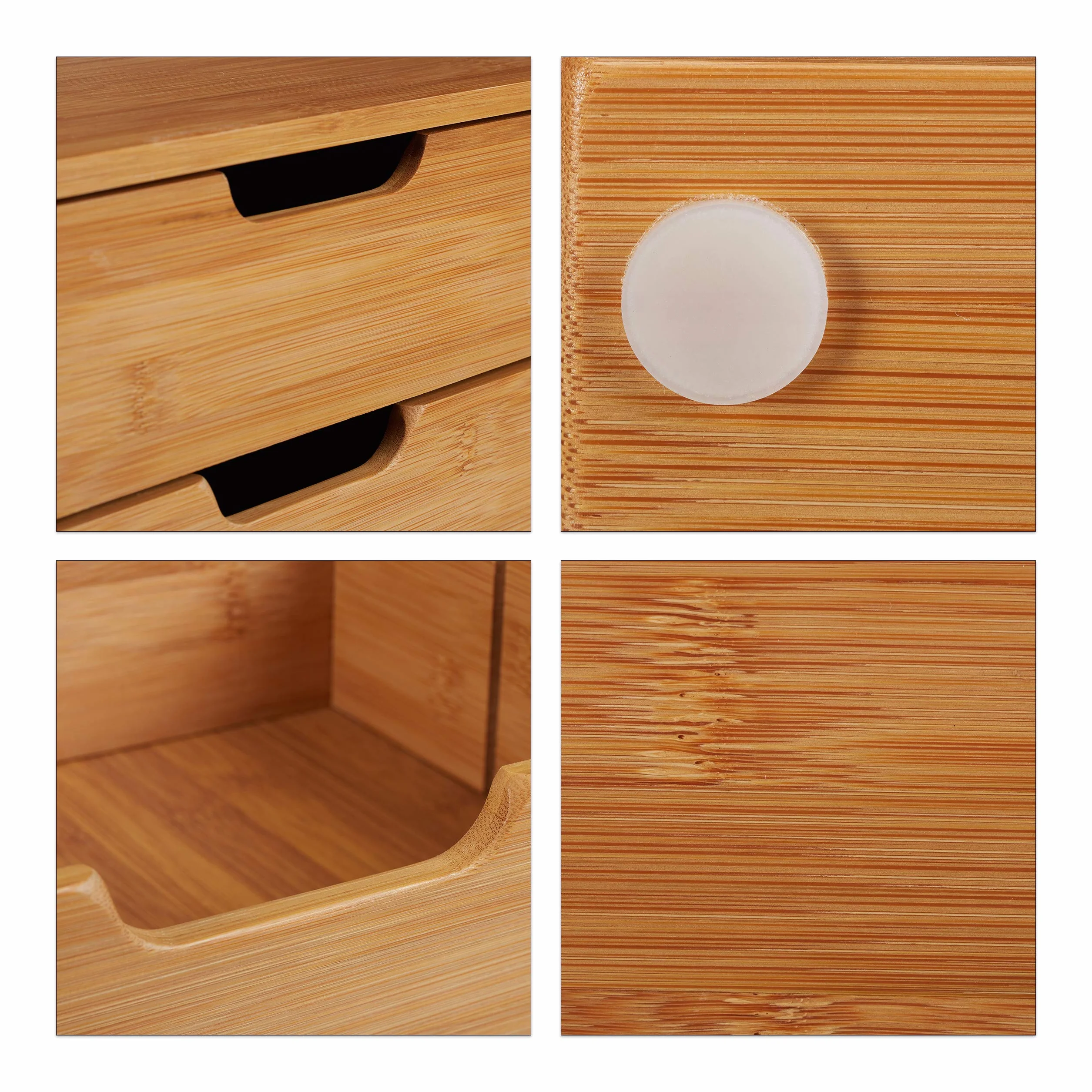 Relaxdays, Naturalny bambusowy organizer do szuflad, naturalny wygląd, organizer biurowy, wymiary: 18 x 30 x 31 cm, 2 sztuki