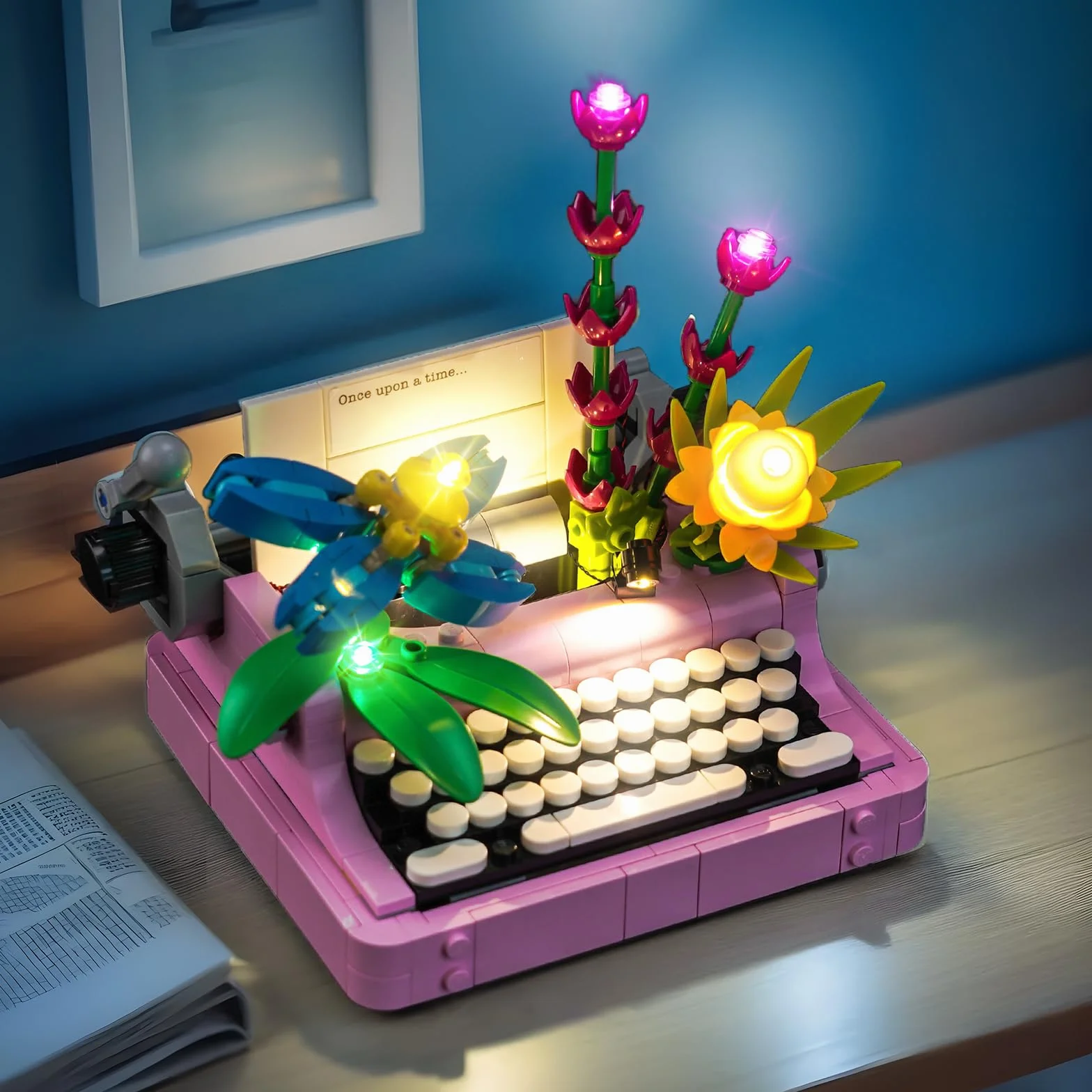 Zestaw oświetlenia LED kompatybilny z Lego Typewriter with Flowers 31169 (bez modelu), zestaw do dekoracji kompatybilny z Lego Typewriter with Flowers (model z klocków)