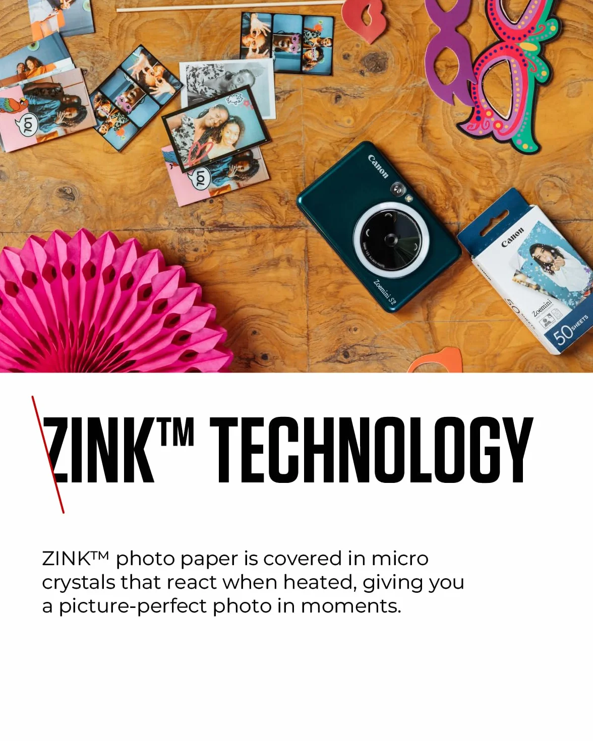 Canon 3215C002 Zoemini ZINK Papier Fotograficzny, Biały, 50 Arkuszy