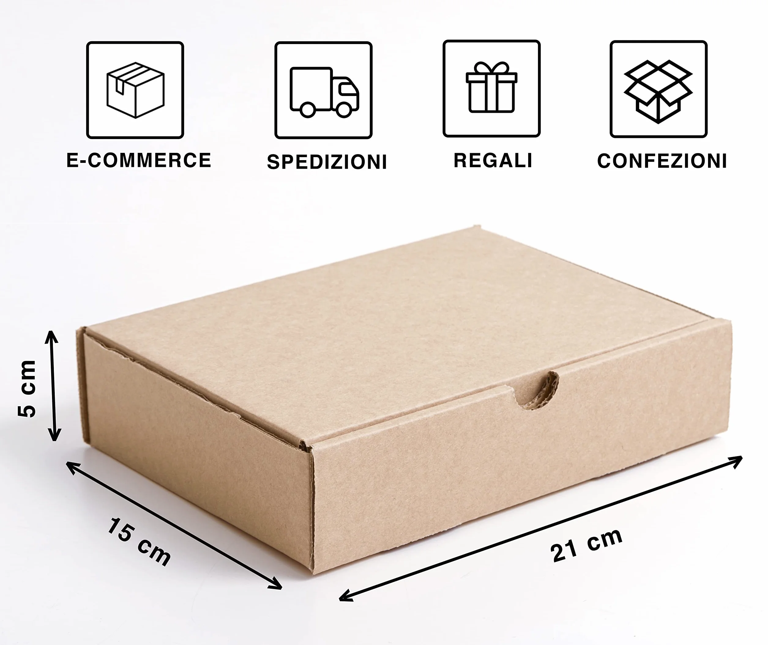IPEA Płaskie kartonowe pudełka 21 x 15 x 5 cm do wysyłki, e-commerce, na prezenty - 10 sztuk - Made in Italy - uniwersalne statki do pakowania przedmiotów, wydarzeń, imprez - opakowanie