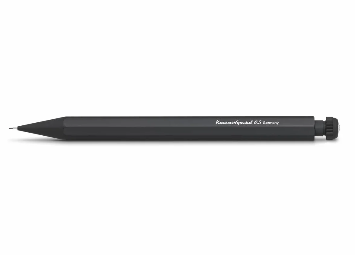 Kaweco SPECIAL Automatyczny O???wek 0,5 z Wysokiej Jako?ci Aluminium, O?miok?tny, 14 cm, Do Wielokrotnego Nape?niania, Czarny z Gumk? do ?cierania