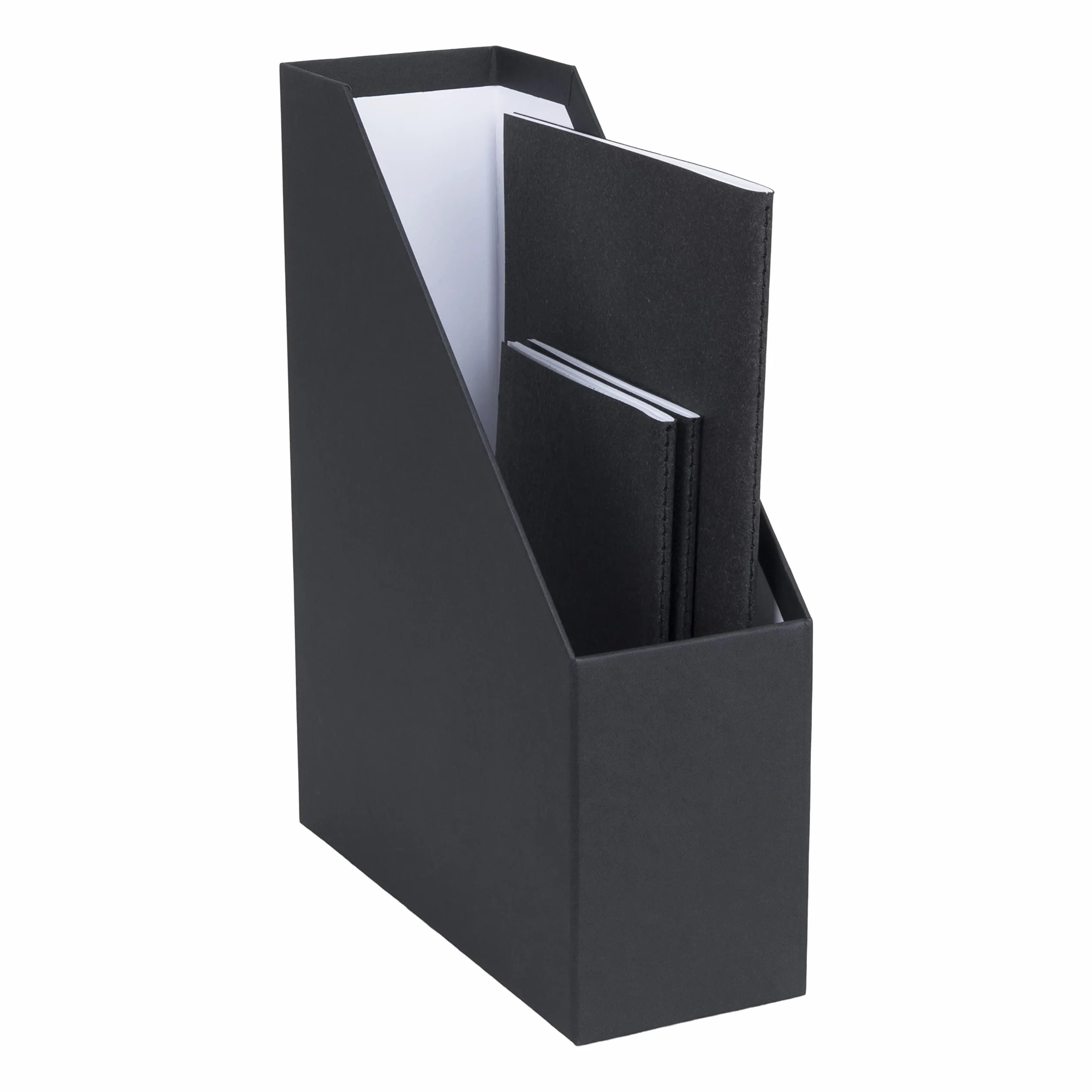 BIGSO BOX OF SWEDEN Viktoria segregator stojący z etykietą z opisem – organizer na czasopisma z płyty pilśniowej i papieru – segregator stojący na akta, dokumenty lub czasopisma – ciemnoszary