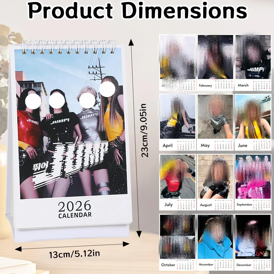 1 sztuka Blackpink 2026 kalendarz biurkowy do dekoracji biurka K-Pop Blackpink Zdjęcie, z czarnym wymazywalnym długopisem, kalendarz wsparcia dla fanów