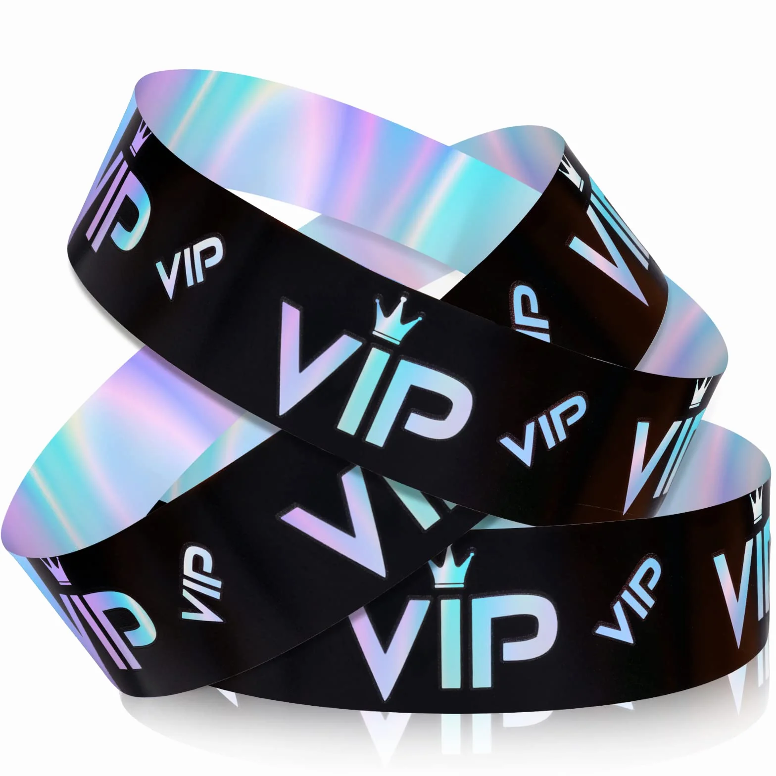 500szt Opaski VIP, Opaski VIP Papierowe Opaski Imprezowe Bransoletki Papierowe Opaski VIP Opaski na Imprezy Wejscie VIP Party Muzyka Festiwal Koncerty (Holograficzny Czarny Srebrny)