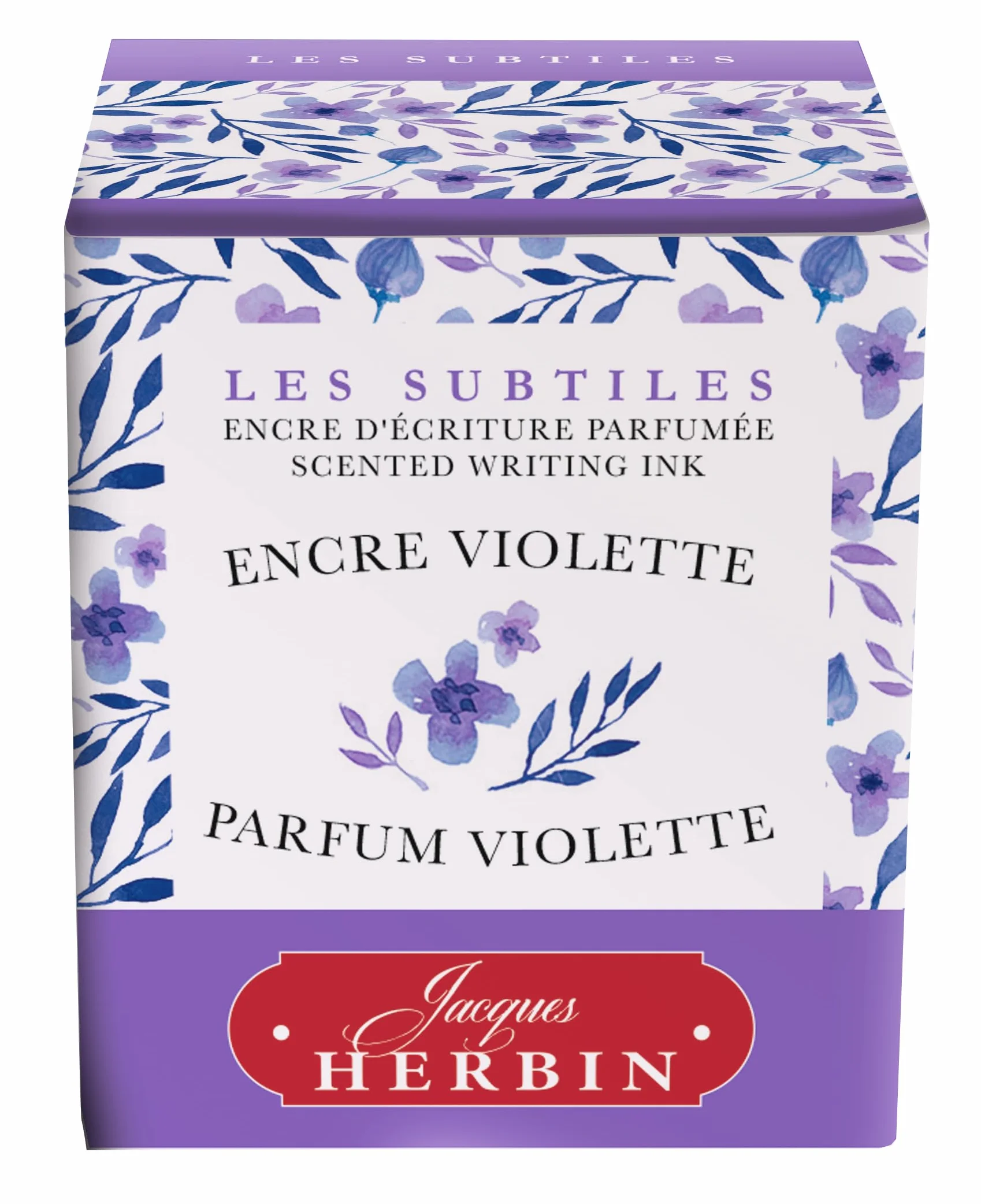 Jacques Herbin 13777T – Butelka pachnącego atramentu „Les Subtiles” do piór wiecznych i długopisów wiecznych – 30 ml – atrament fioletowy i zapach fiołkowy – Wyprodukowano we Francji