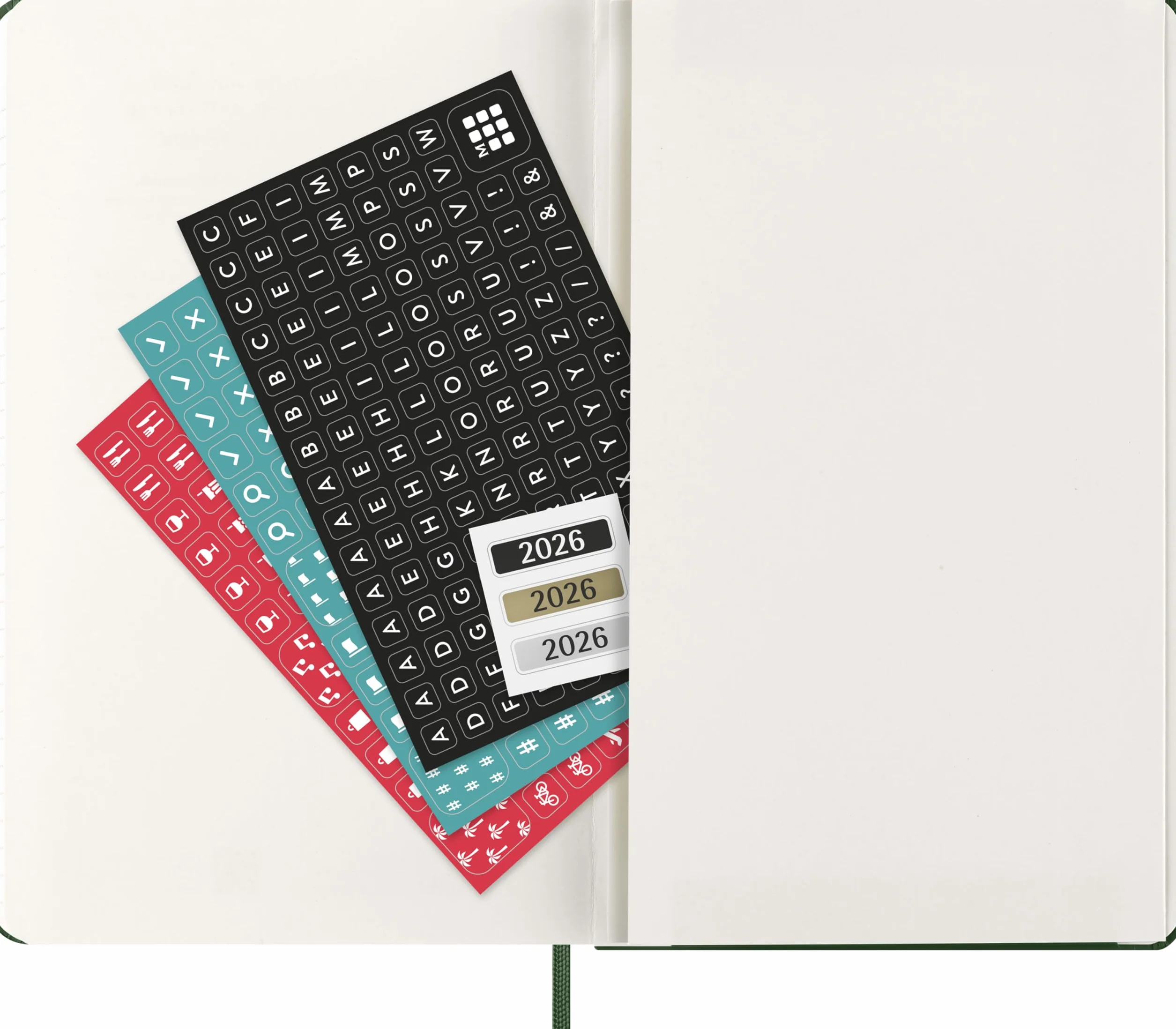 Moleskine 12 Monate Wochen Notizkalender 2026, Large/A5, 1 Wo = 1 Seite, rechts linierte Seite, Fester Einband, Myrtengrün