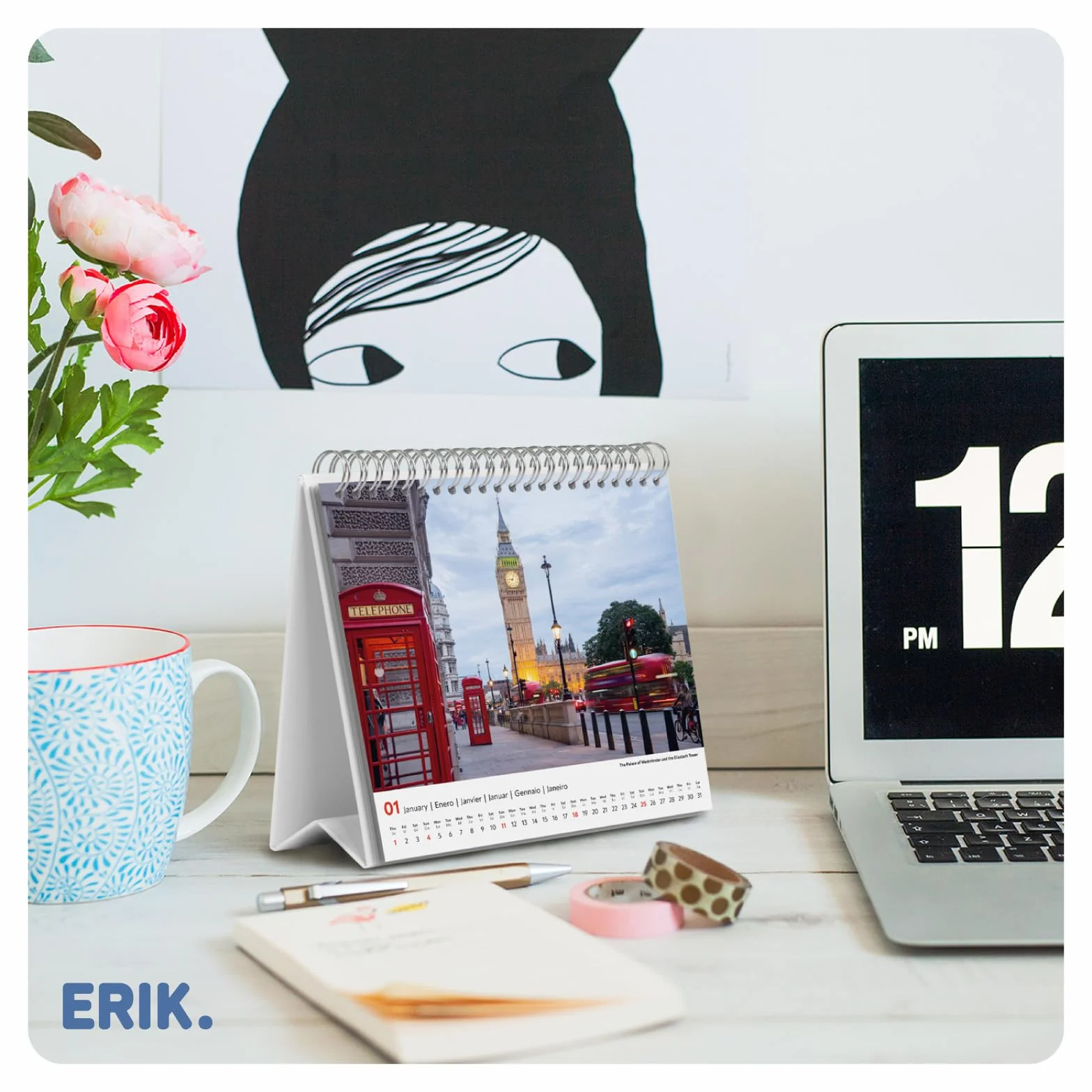 Grupo Erik Desk Calendar 2026 - London Monthly Planner, Desktop Gifts Under 10 Pounds
