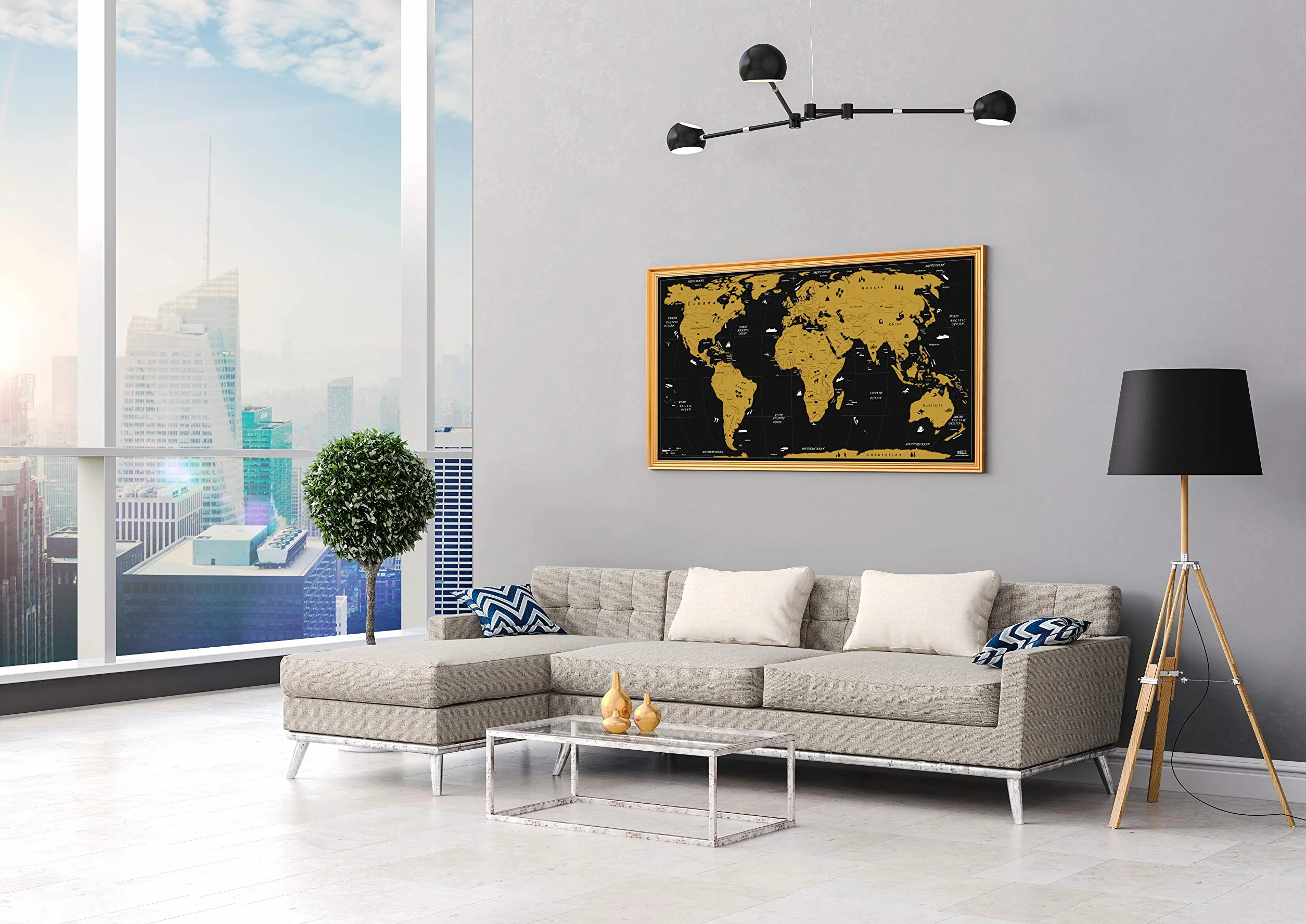 WIDETA mapa świata zdrapywania 82 x 43 cm z mapą Europy