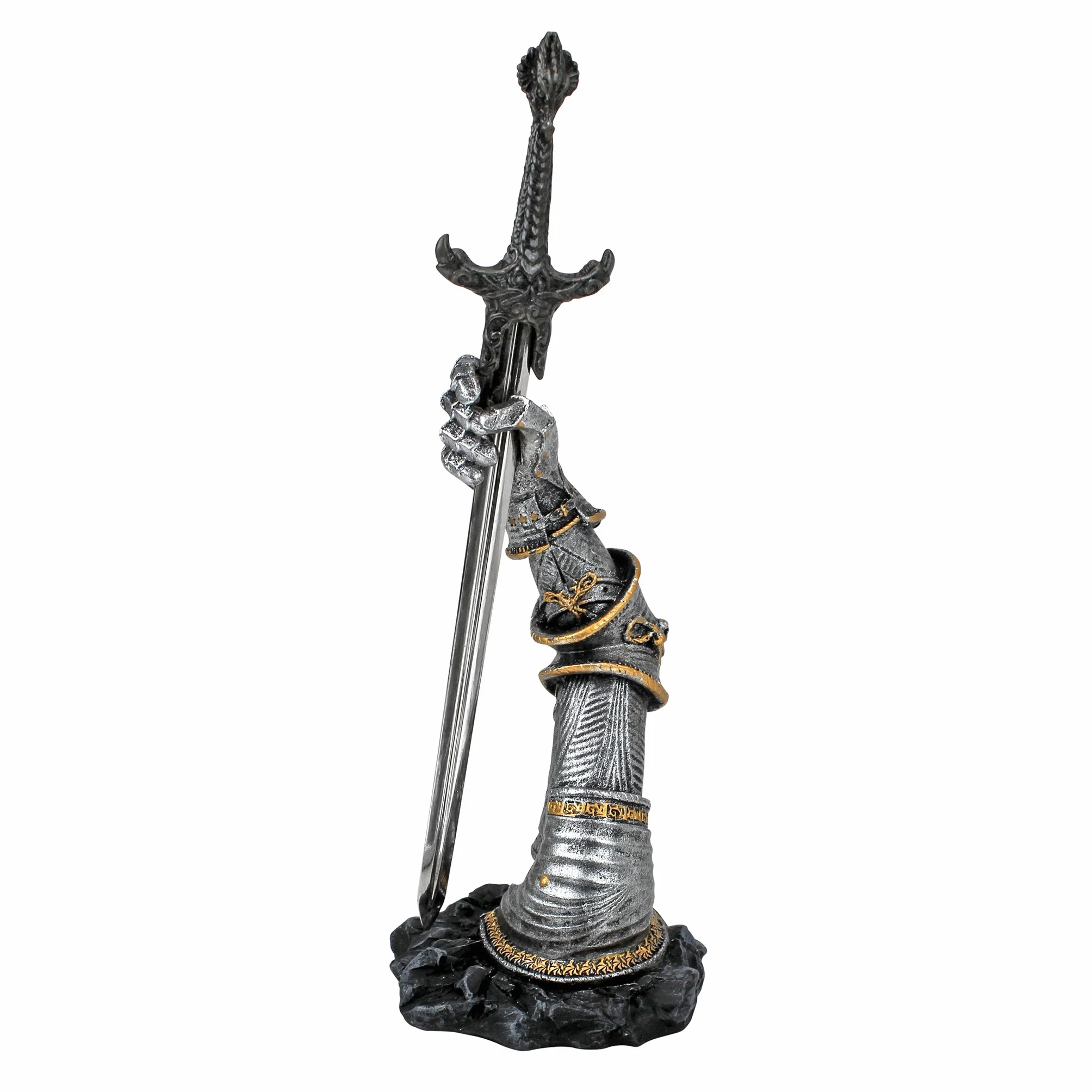 Design Toscano CL4118 King Arthur's Sword of Excalibur otwieracz do listów biurko posąg, 25,5 cm, żywica poliestrowa, wykończenie cynowe