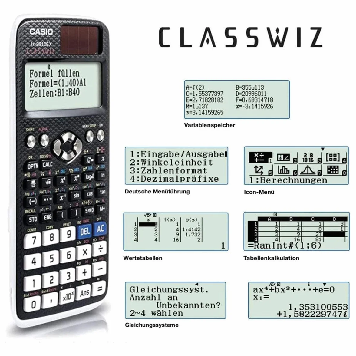 Casio Classwiz FX-991DE X Kalkulator Naukowy, Czarny, 8x21 znaków