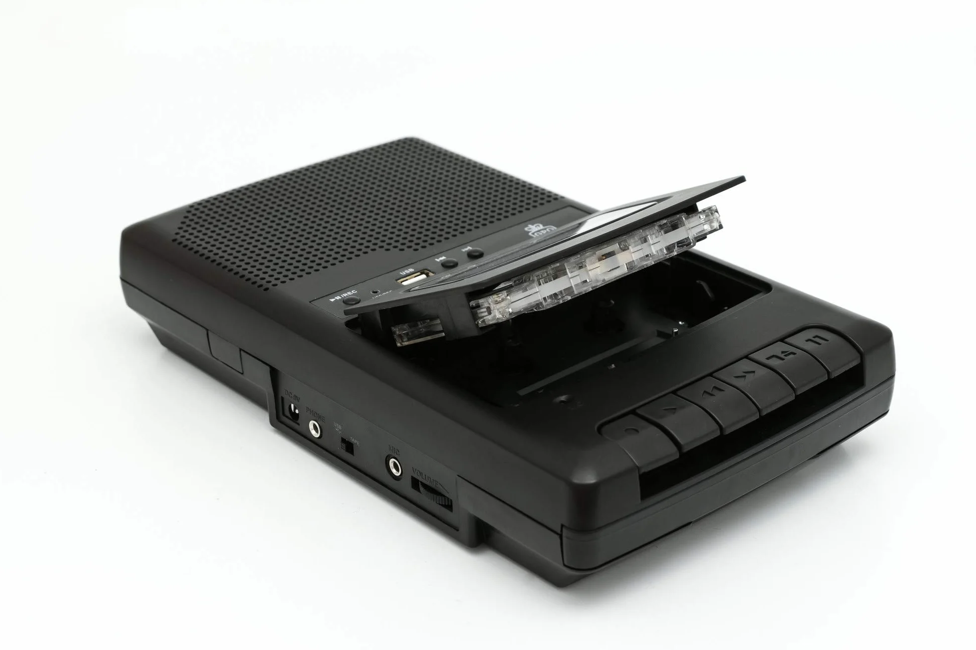 GPO CRS132 nagrywarka kasetowa USB z wbudowanym mikrofonem, regulacja głośności, czarny