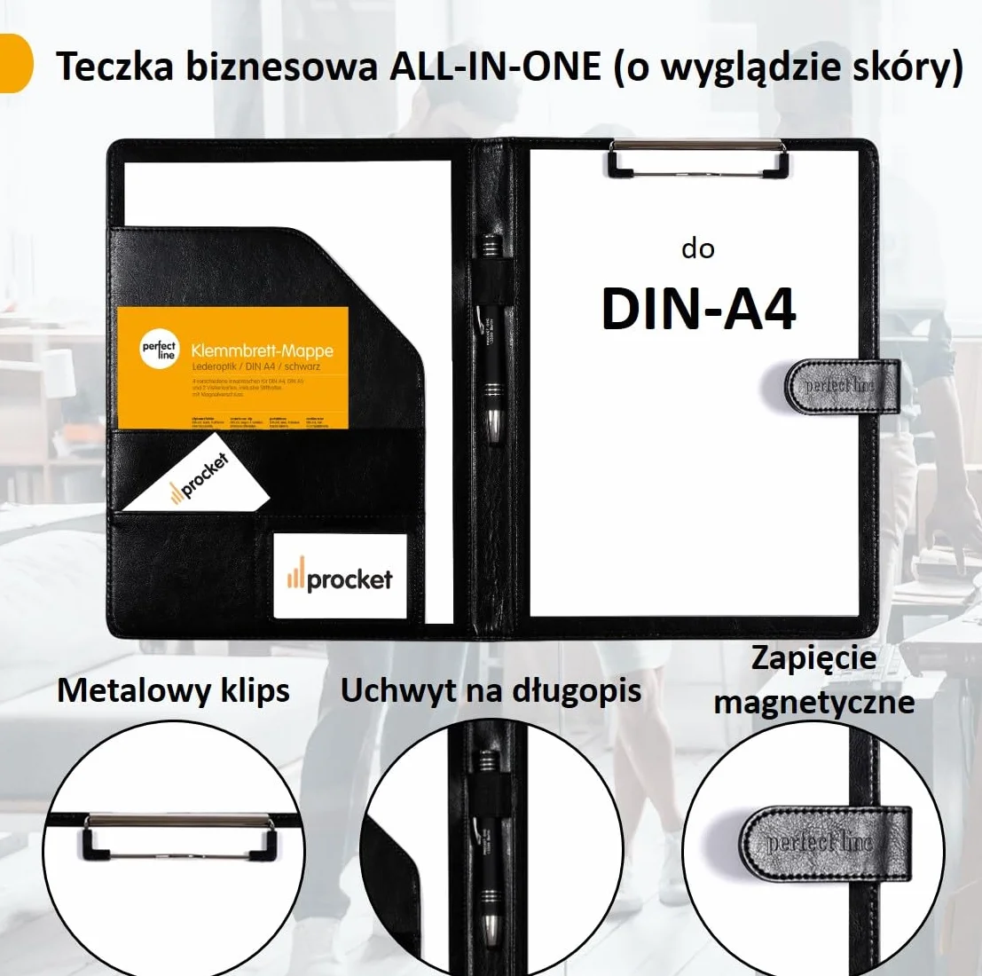 Perfect Line 162 Teczka z Notesem, Magnetyczne Zamknięcie, A4, Czarny