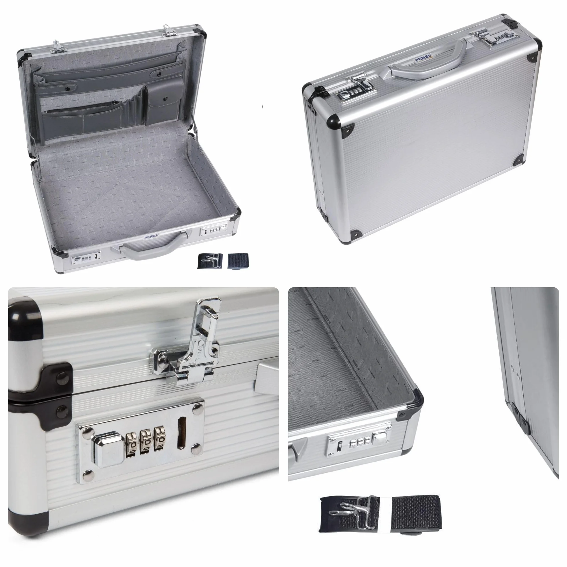 Perel teczka aluminiowa na laptopa A4 460x335x110 mm z zamkami szyfrowymi