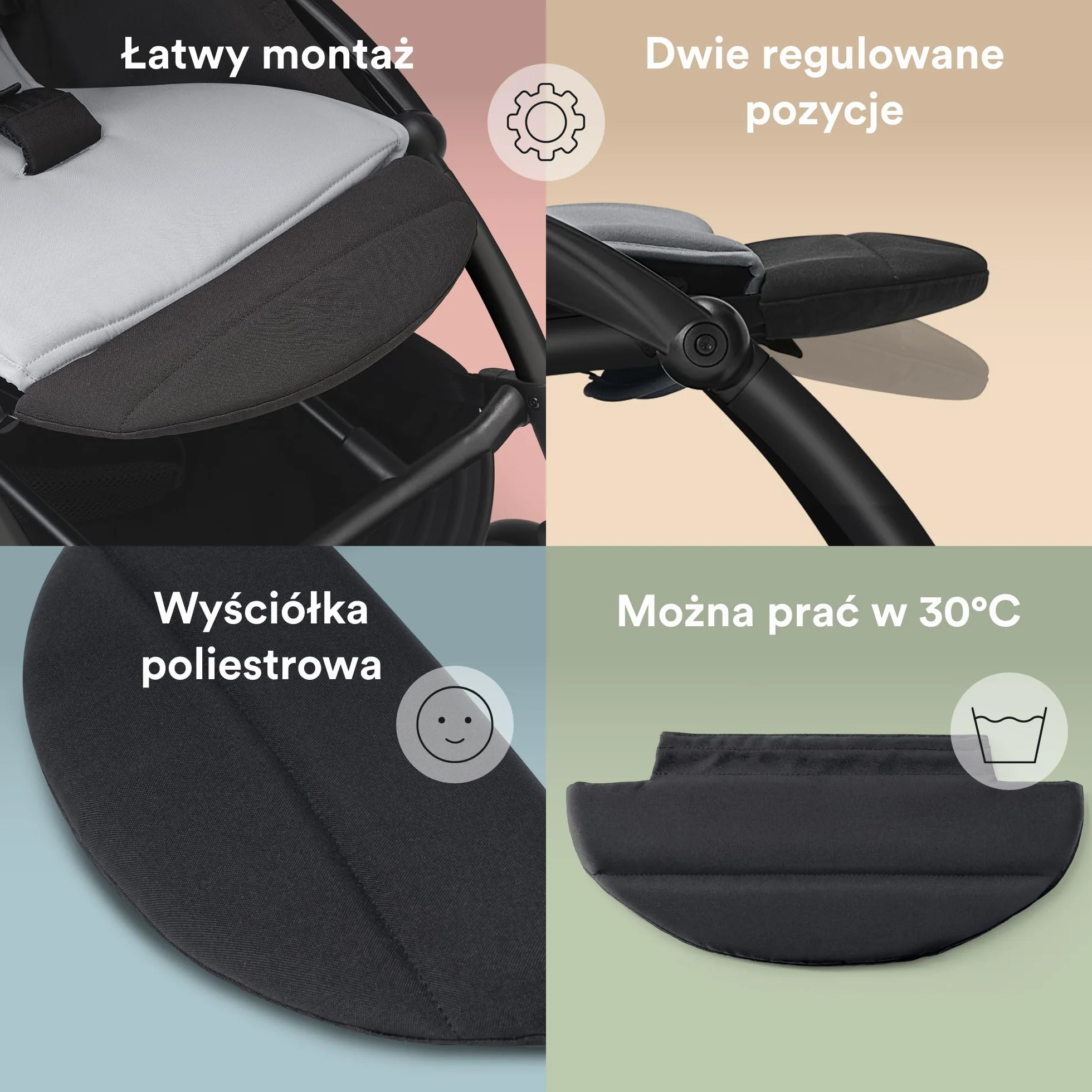 Podpórka pod nogi Stokke YOYO - dwie pozycje zwiększające wygodę wózka YOYO - w zestawie poduszka poliestrowa, którą można prać