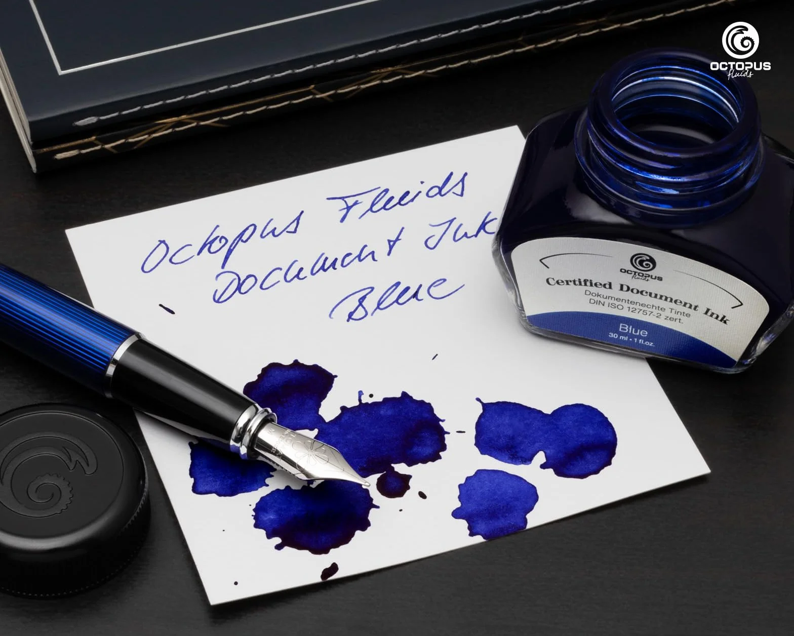 Octopus Fluids Document Ink Blue atrament do dokumentów, certyfikowany zgodnie z DIN ISO 12757-2, niebieski, 30 ml