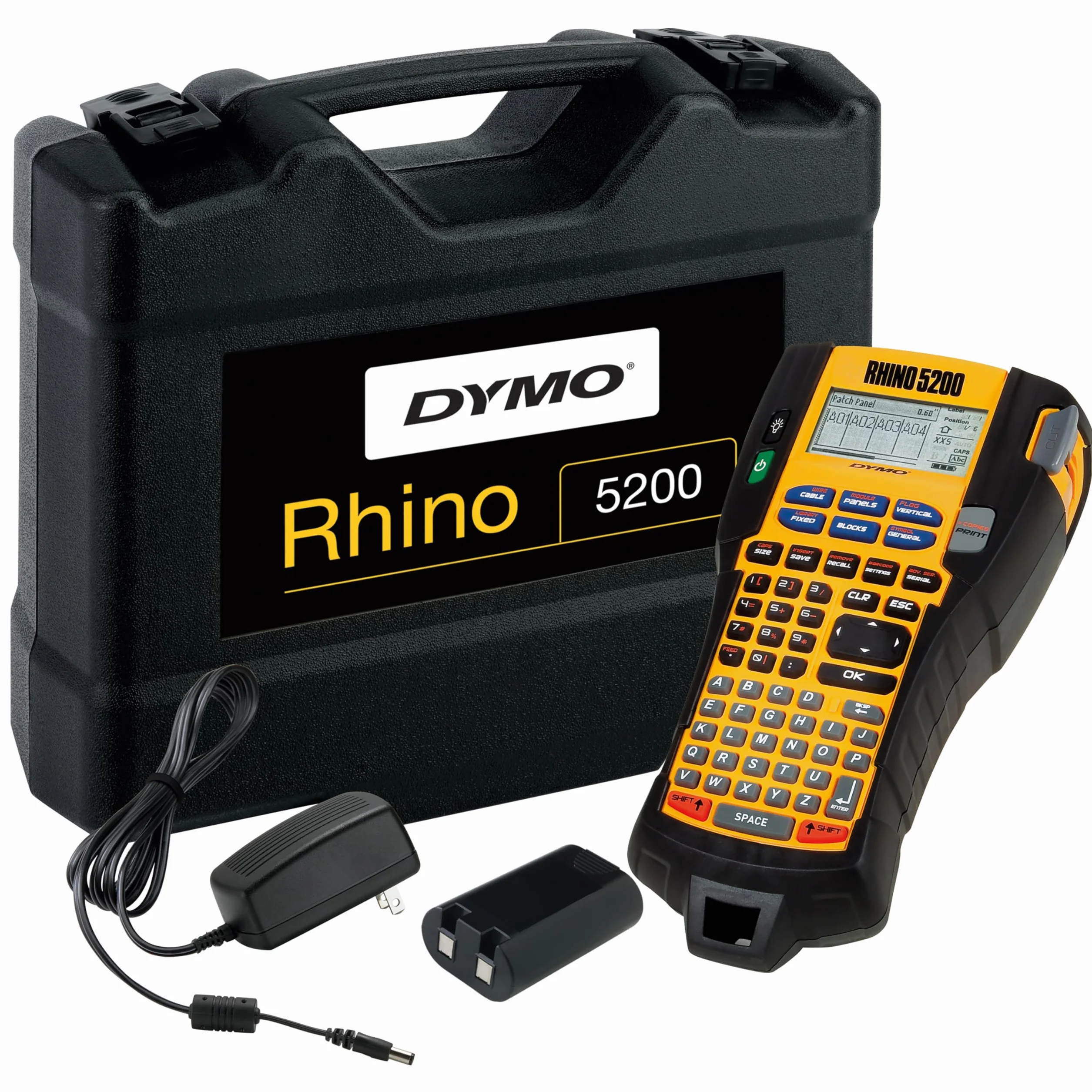 Przemysłowa drukarka etykiet DYMO Rhino 5200 | Oszczędzające czas klawisze dostępu, szybkie drukowanie, trwała drukarka etykiet do trudnych miejsc pracy i skomplikowanych zadań etykietowania