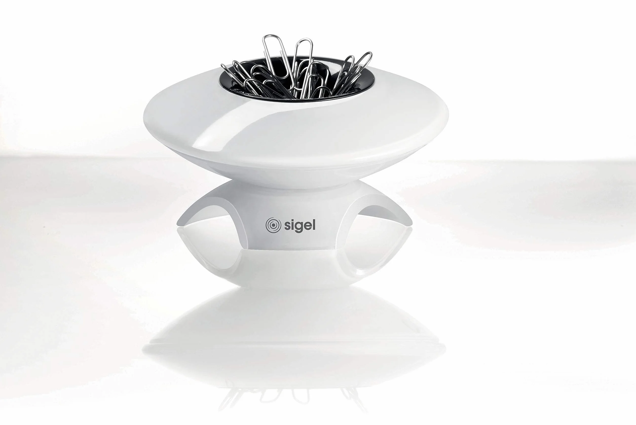 SIGEL SA101 dozownik spinaczy do papieru, Ø 9,5 x 5,5 cm, biały