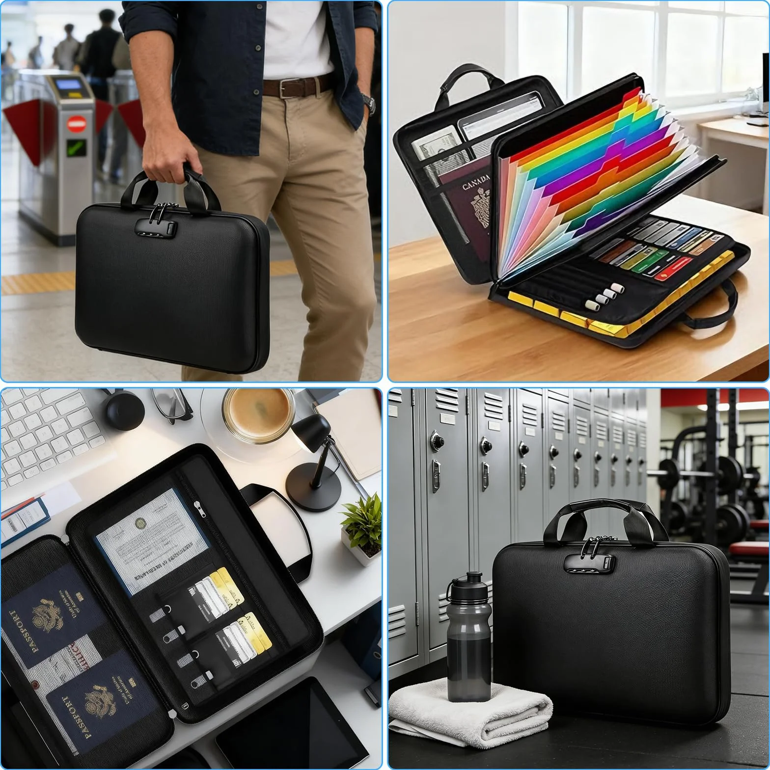 Sejf ognioodporny torba na dokumenty 36x28x7,5 cm organizer A4 wodoodporny