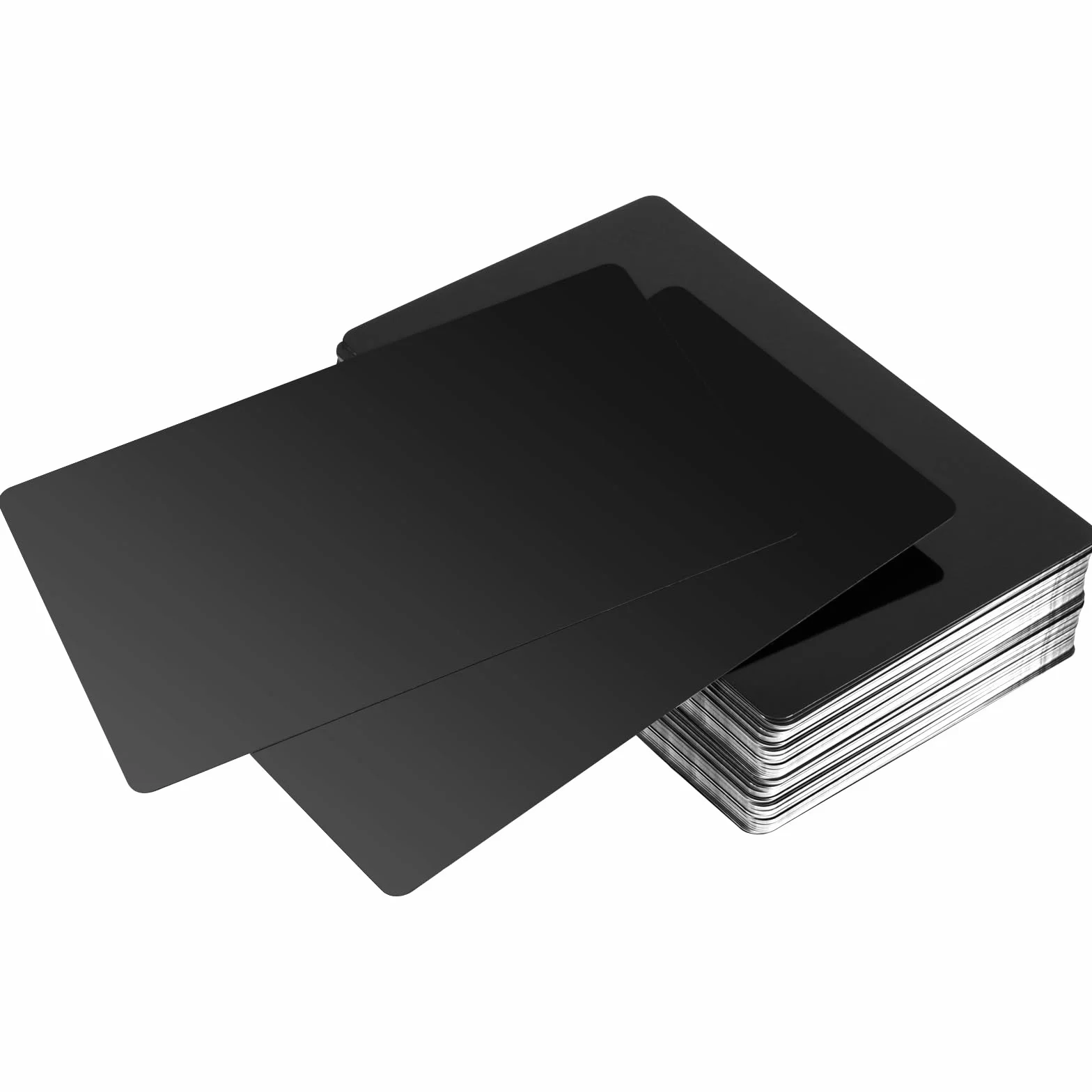 150 sztuk metalowych wizytówek, 0,21 mm, czarne, grawerowane laserowo, aluminiowe półfabrykaty do grawerowania, do domu, biura, dla klientów, karty podarunkowe, 86 x 54 mm, 86 x 54 mm