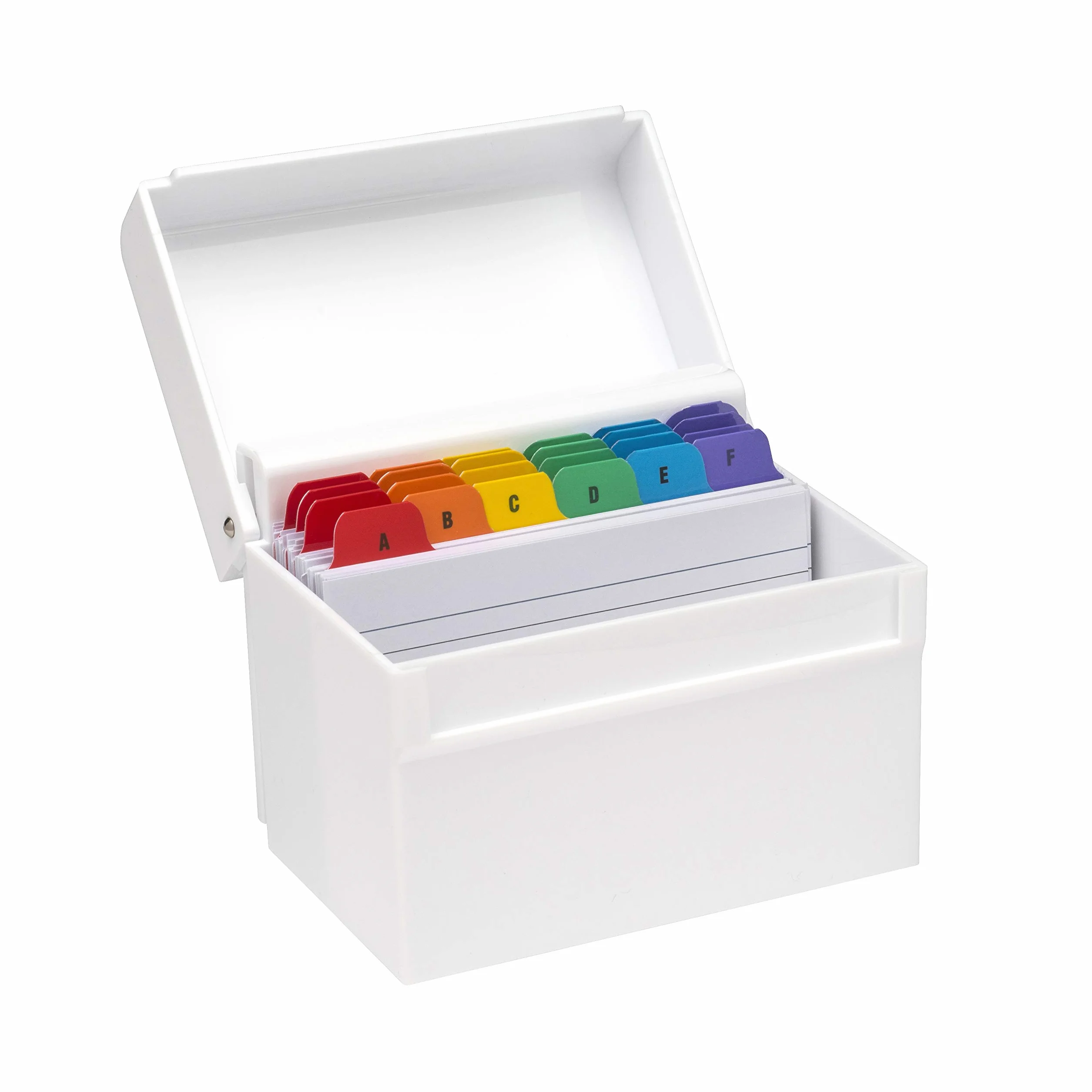 OSCO Białe plastikowe pudełko indeksowe z przegródkami A-Z, 100 arkuszy w linie 15x10 cm