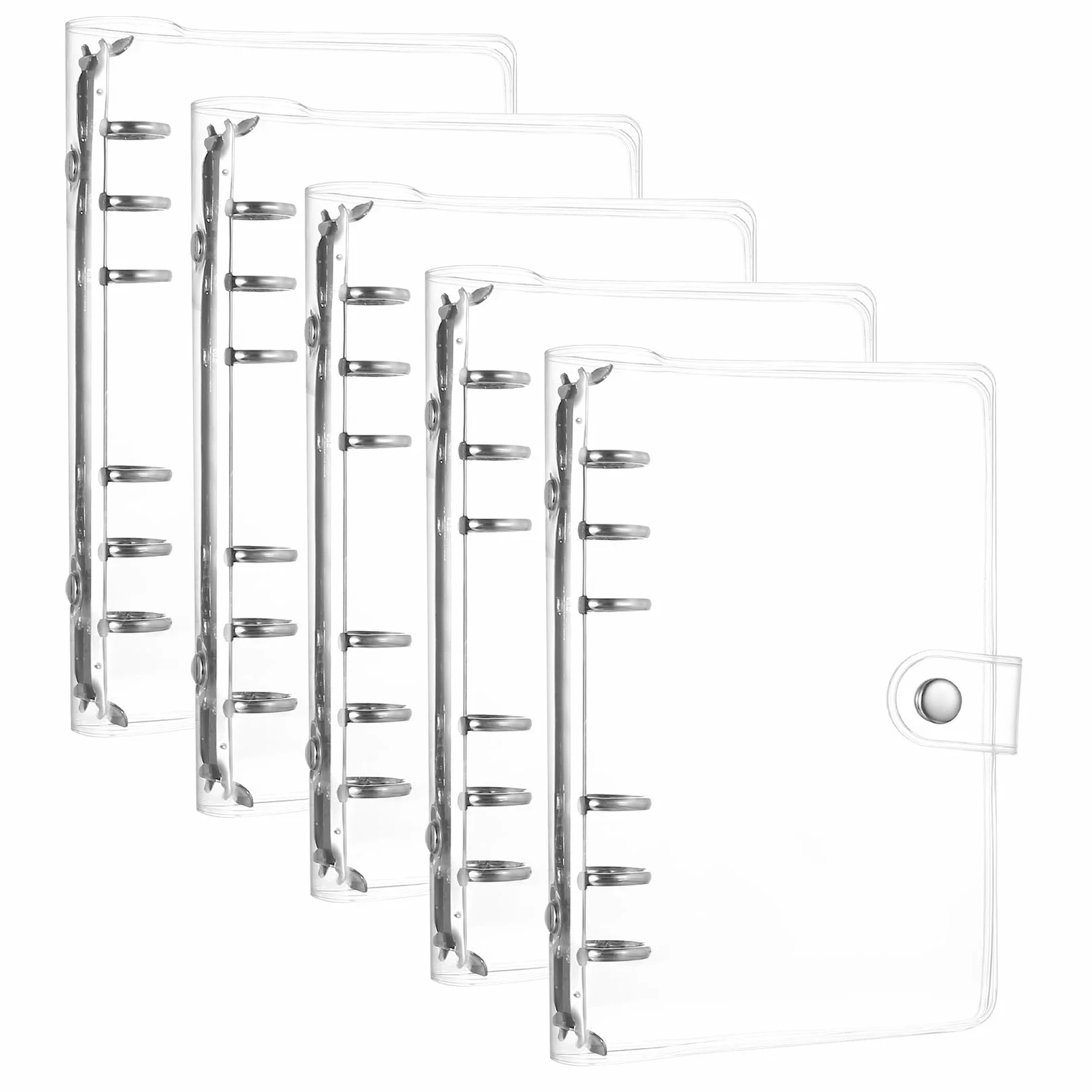 5 sztuk segregator A6, uzupełniany segregator A6 z ringami, przezroczysty segregator z PVC, wodoodporne luźne segregatory z zatrzaskiem do luźnych kartek, dziennika, biura, szkoły, książki