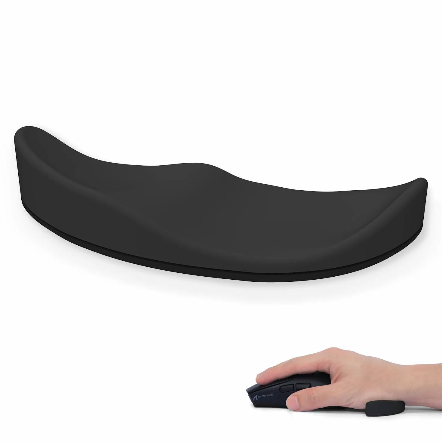 Silikonowa Miękka Podkładka pod Nadgarstek Myszy, Ergonomiczne Podparcie Nadgarstka Myszy, Gładkie Ślizganie Zwiększa Precyzję, Lekka i Przenośna, do Użytku w Domu, Biurze, Grach - Czarna/Prawa Ręka
