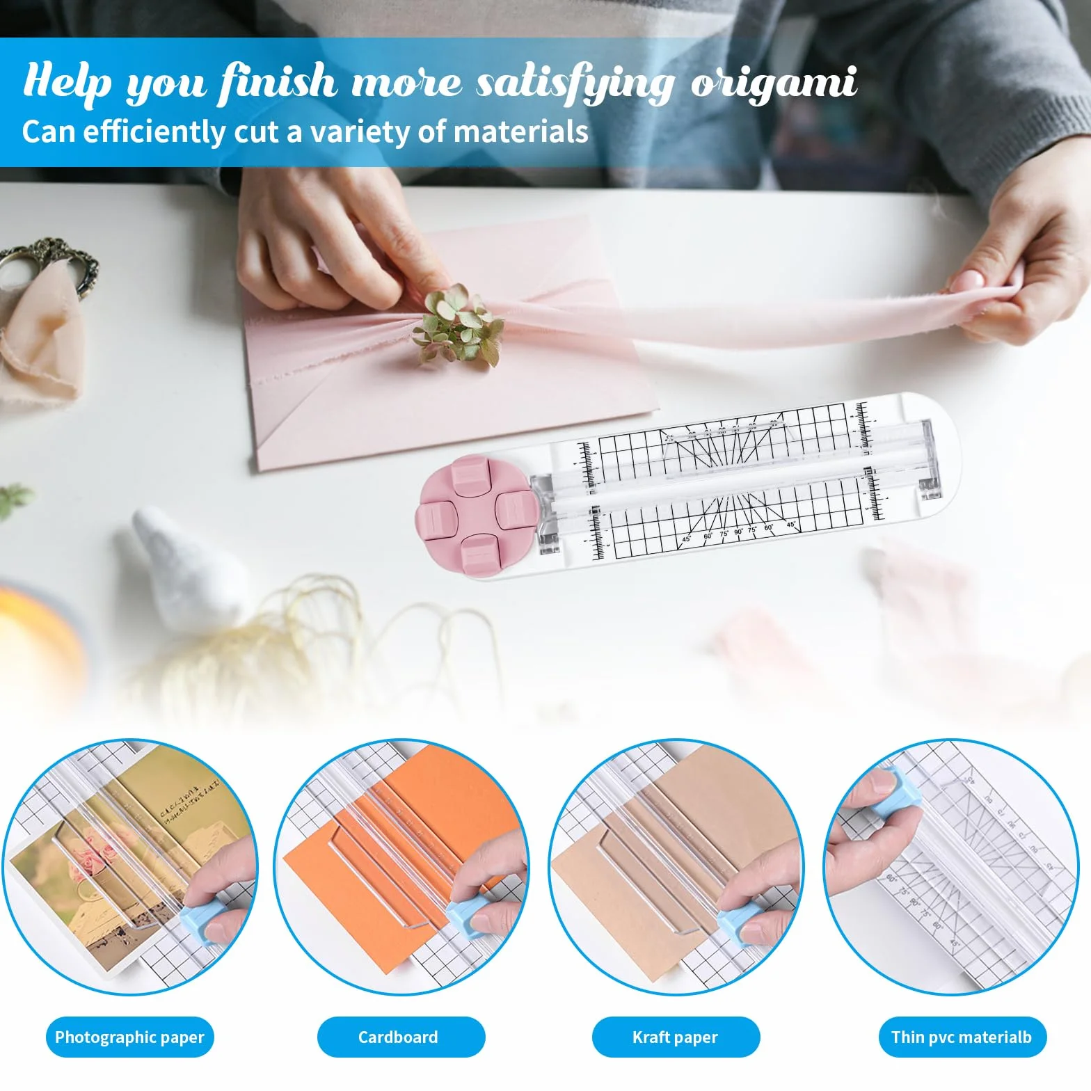 Przecinak do papieru 4 w 1 z boczną linijką ochronną narzędzie do scrapbookingu linia prosta falista