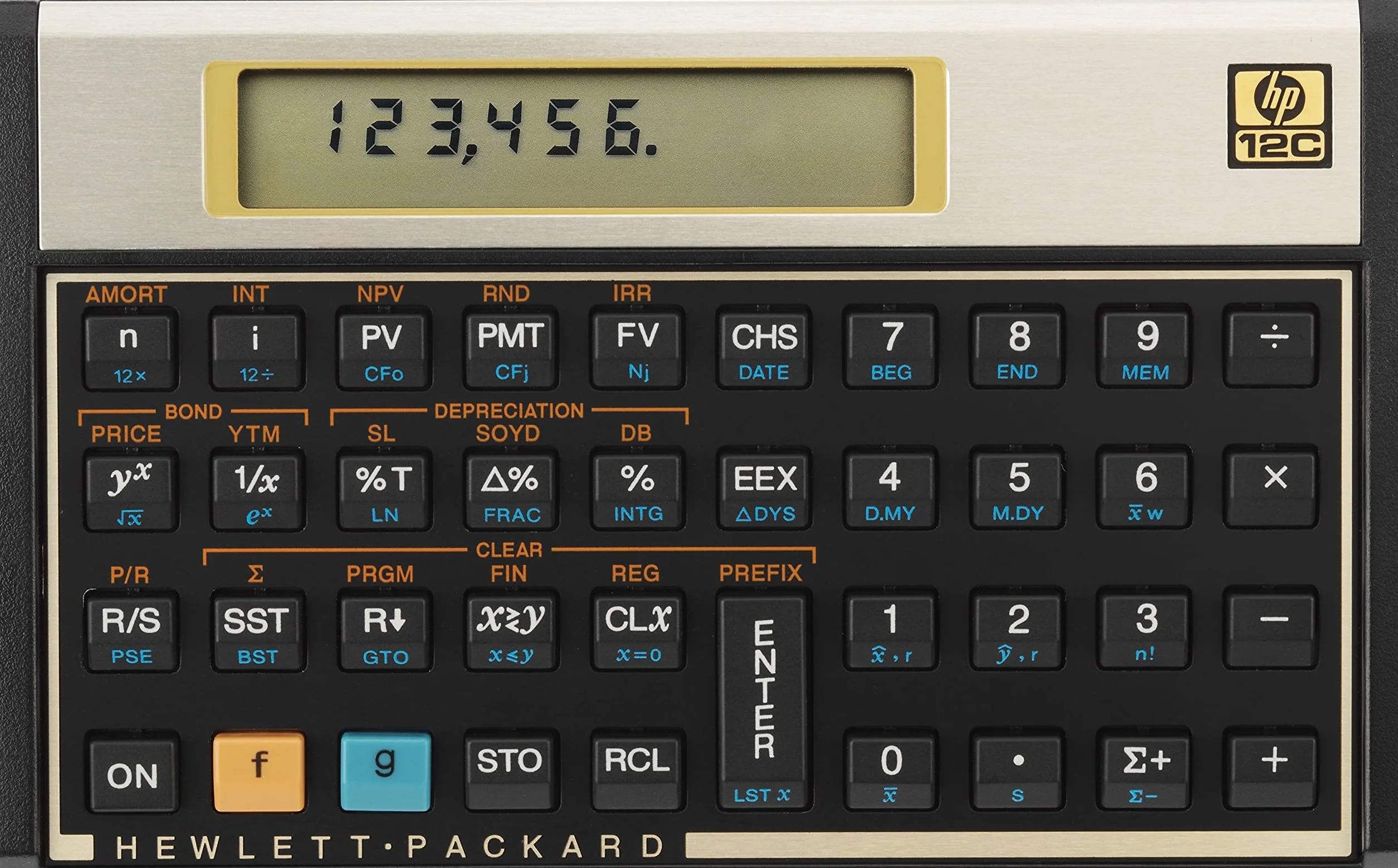 Hewlett Packard HP12C matematyczny kalkulator finansowy, zasilany bateryjnie, 10-cyfrowy z 120 funkcjami