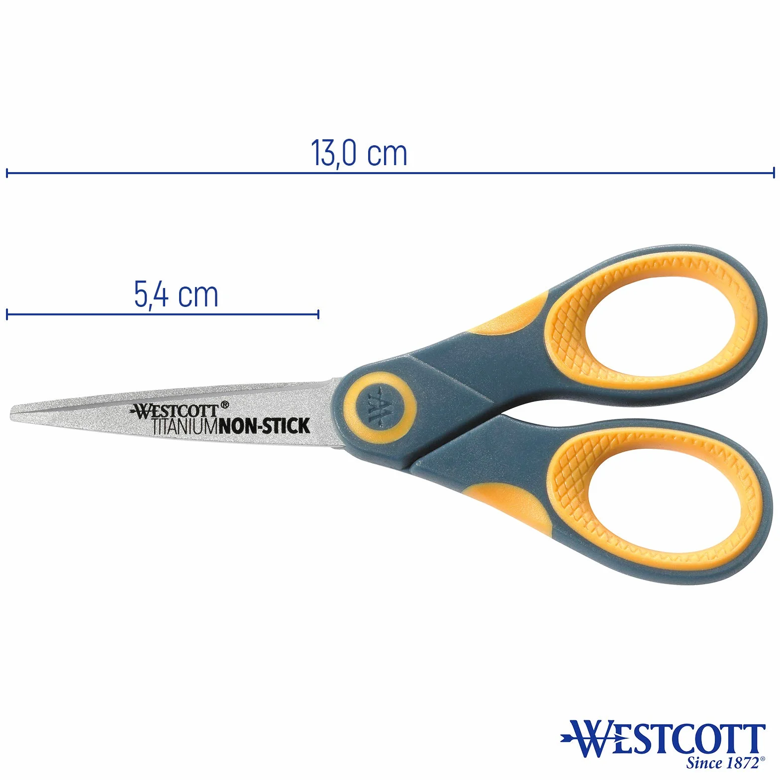 Westcott 12,5 cm proste tytanowe nożyczki nieprzywierające E-33650 00, żółte